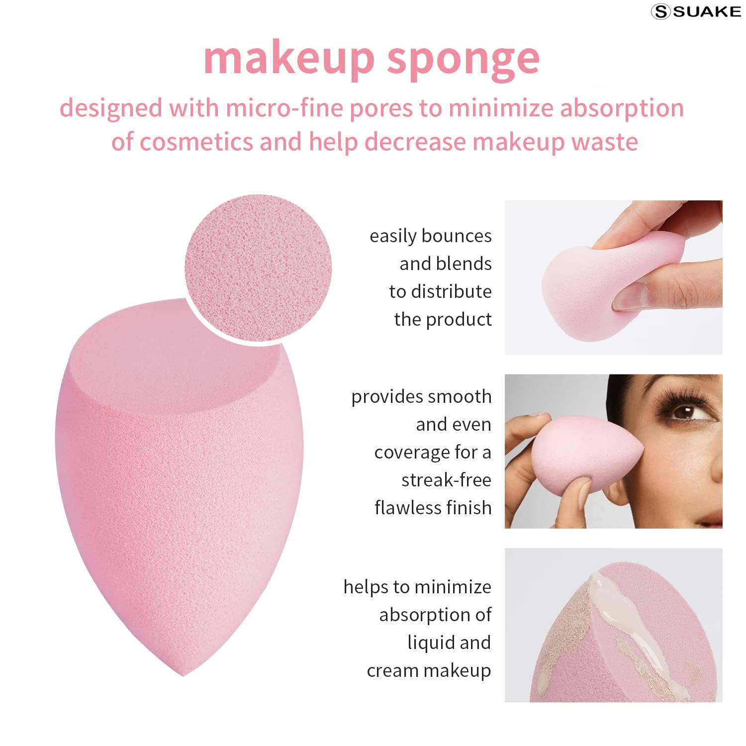 SUAKE 7in1 Professional Beauty Blender Set for Face Makeup | Makeup Sponges Set is suitable with Liquid & Creams | Sponge makeup is for all Skin Types & it is Soft Latex-Free Reusable & washable (Multicolor 4 Big + 3 Mini=7 Pcs)