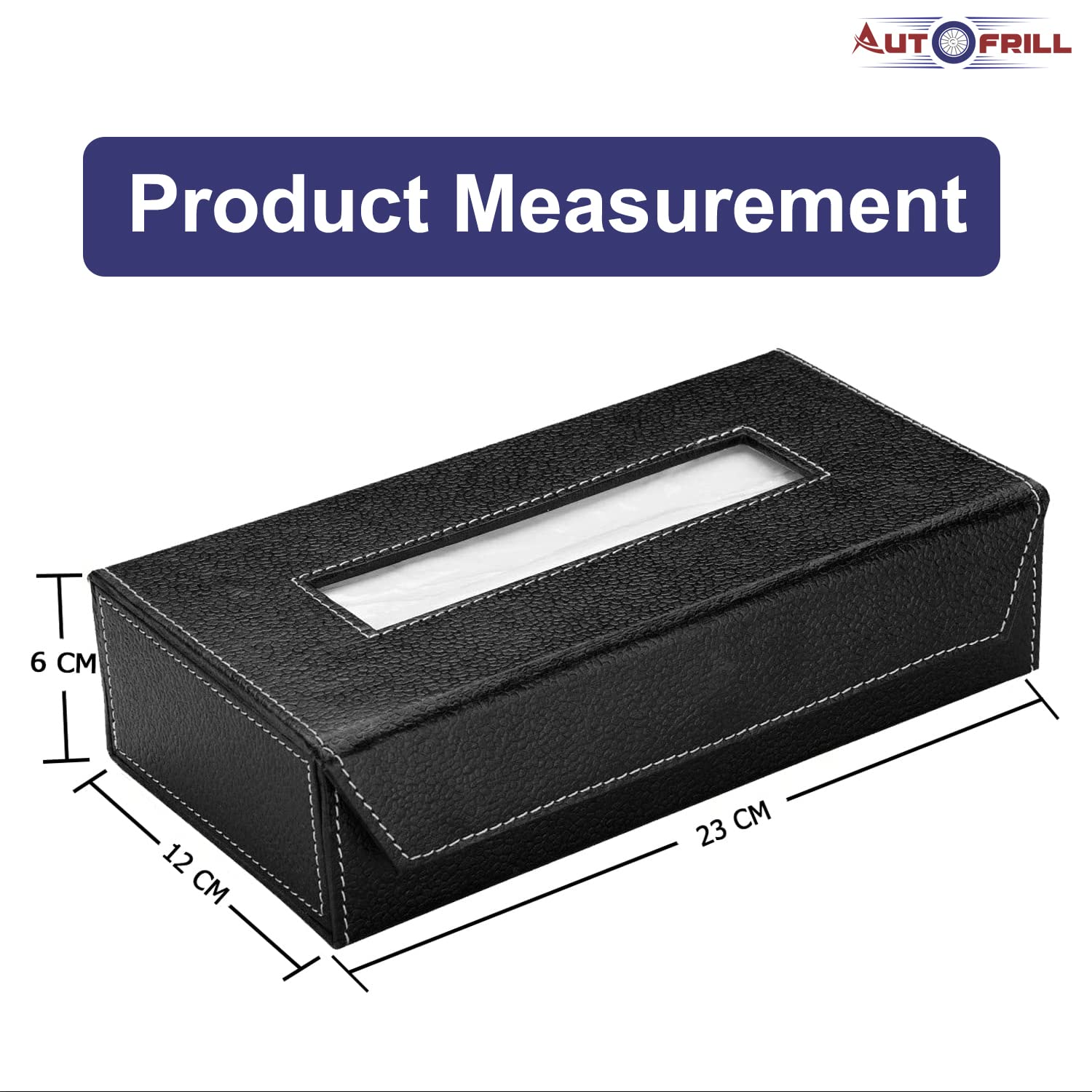 AUTOFRILL Car Tissue Box with 2 Ply 100 Pull Tissue Paper, Tissue Paper Holder, Tissue Box Holder, Car Tissue Holder Tissue Holder for Home, Office, Kitchen (Black Box)