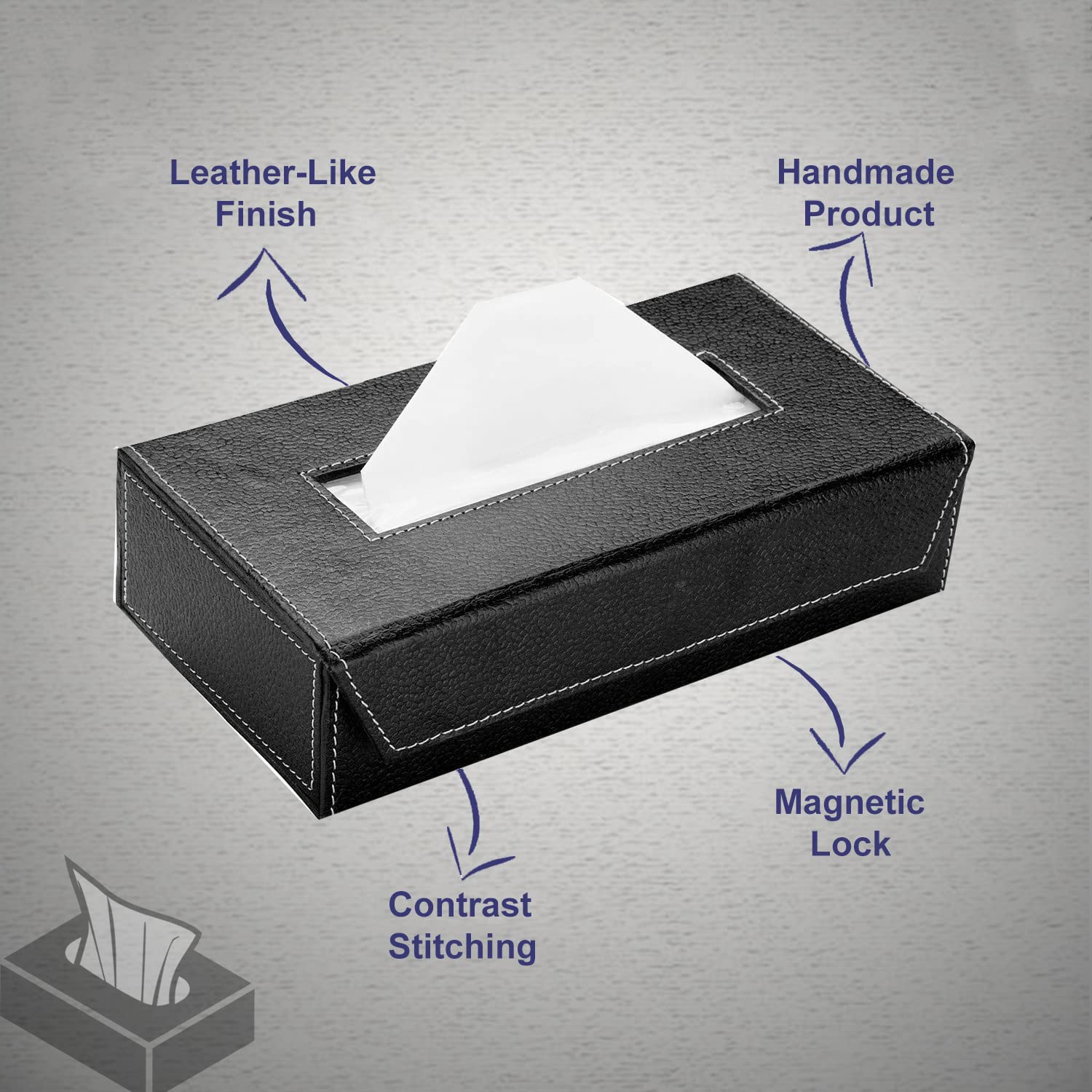 AUTOFRILL Car Tissue Box with 2 Ply 100 Pull Tissue Paper, Tissue Paper Holder, Tissue Box Holder, Car Tissue Holder Tissue Holder for Home, Office, Kitchen (Black Box)