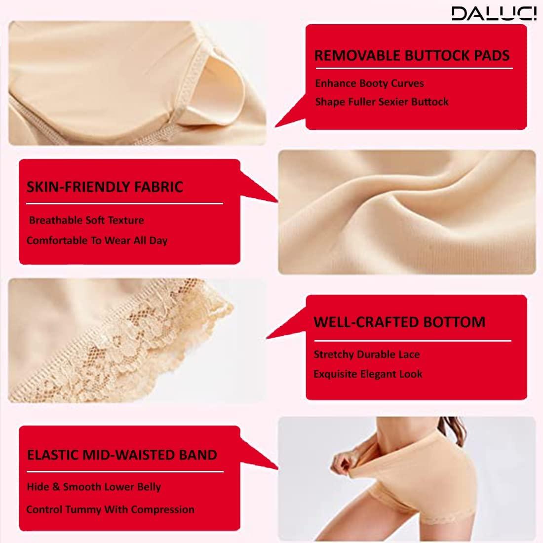 DALUCI Women's Polyester Panties Butt Lifter Body Panty Sexy Woman Fake as Shapewear Underwear (Color Beige, Size M)