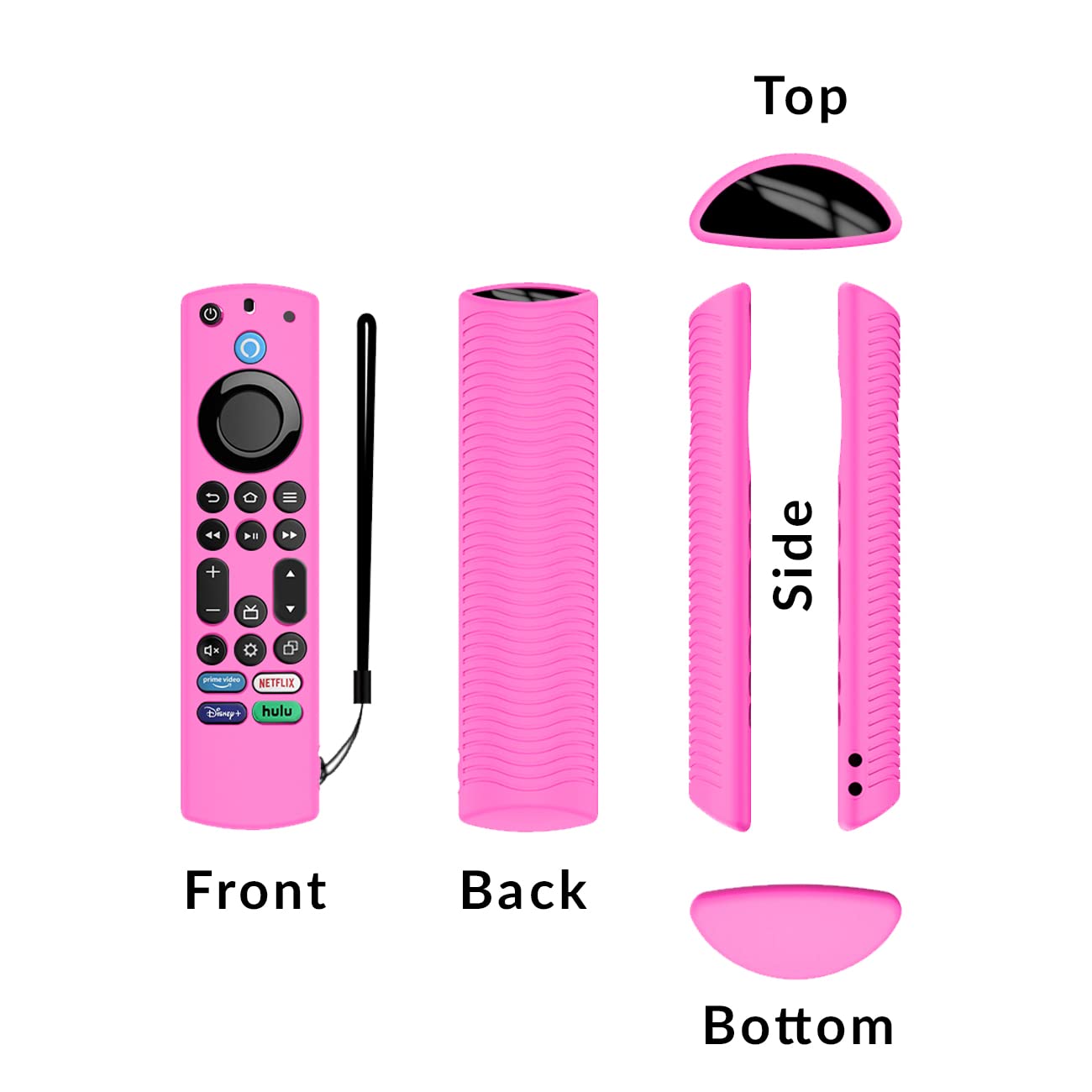 ETUZI Silicone Full Wrap Remote Case Compatible with Amazon Basics Smart LED TV Remote Shockproof Cover with Loop (Rose Pink)