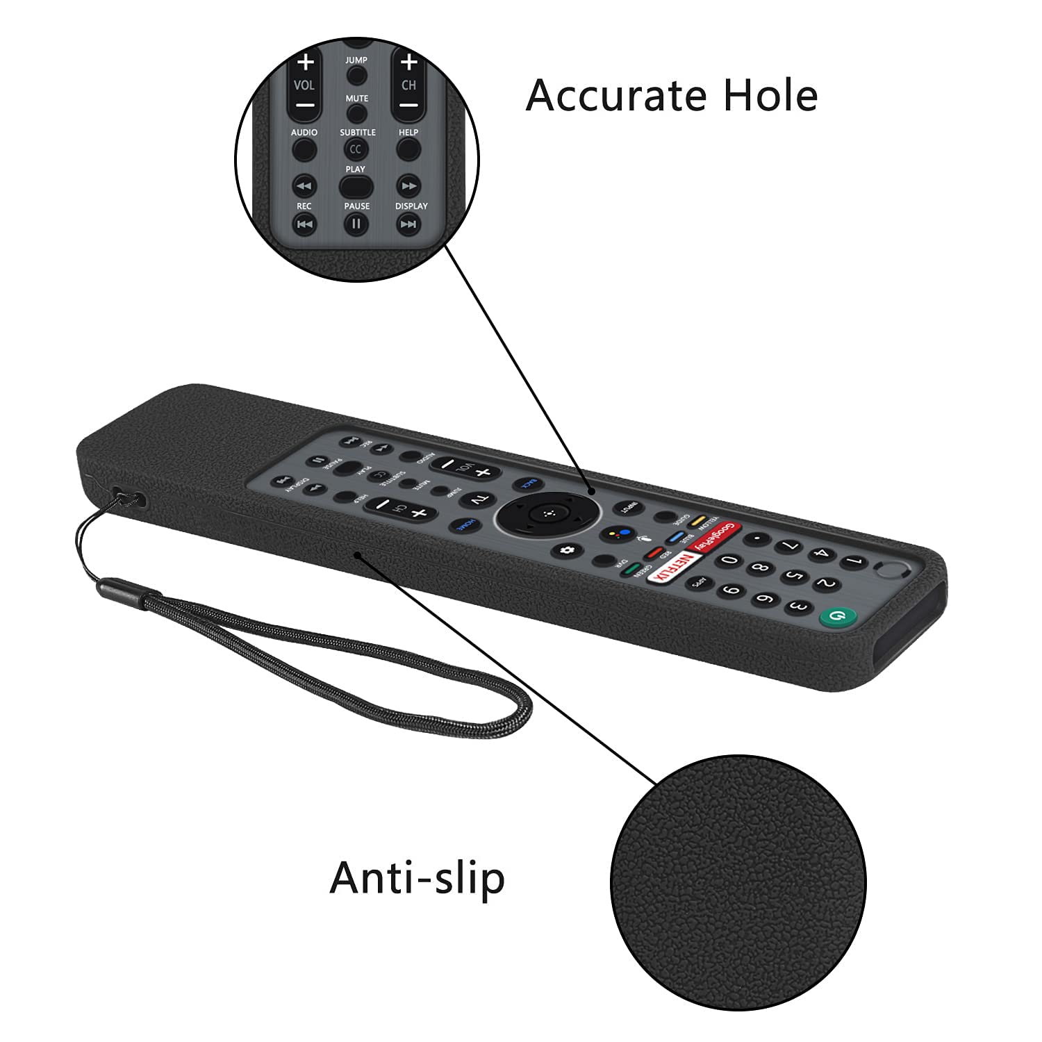 ETUZI Silicone Remote Cover Compatible for Sony Voice RMF-TX600U RMF-TX500E Smart TV Remote Control Remote Case with Loop