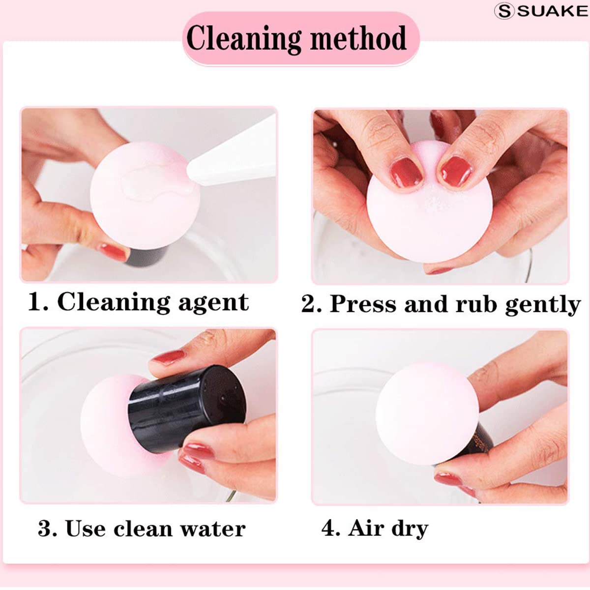 SUAKE Professional Mushroom Makeup Blender Sponge for Face Brush | Makeup Puff with Handle Case for Dry Wet Use Liquid, Creams, and Powders (Multi Colour)