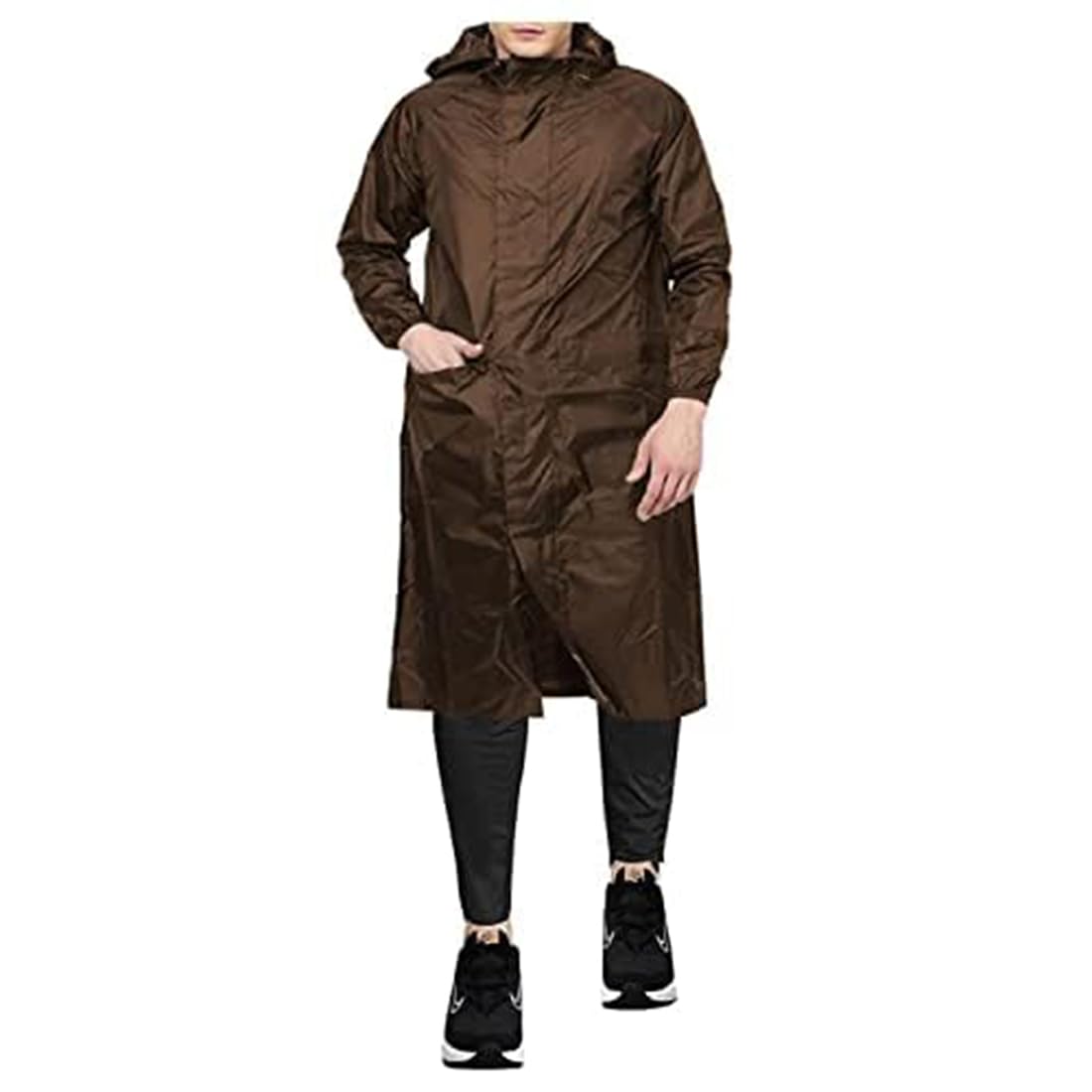 Accustyle Rain Coat for Men Waterproof Long Overcoat With Adjustable Hood Double Layer Bike Rain Jacket With Storage Bag For Men