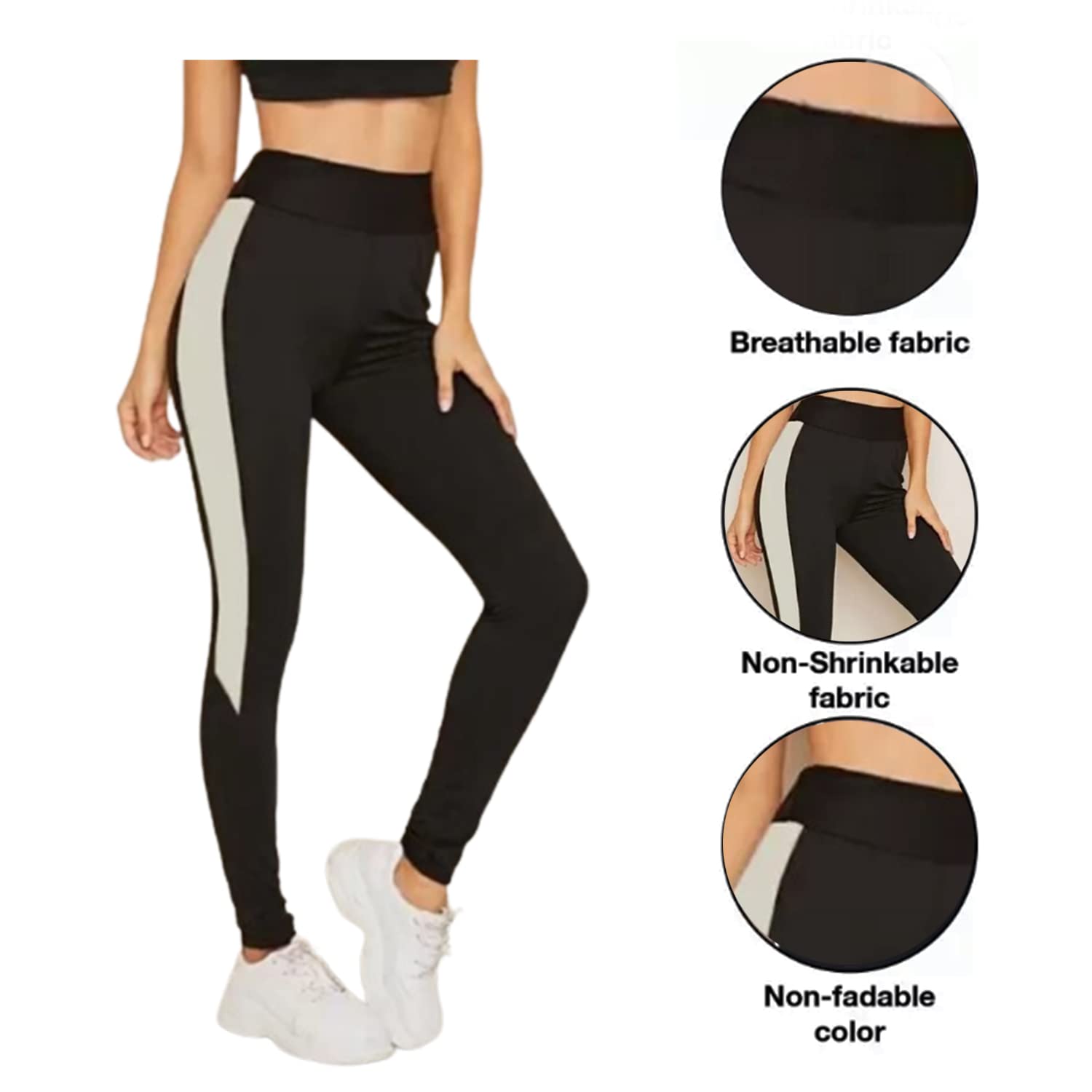 Accustyle Women's Regular Sports Fitness Yoga Gym Wear Track Pant (Black & White , Black & Grey)
