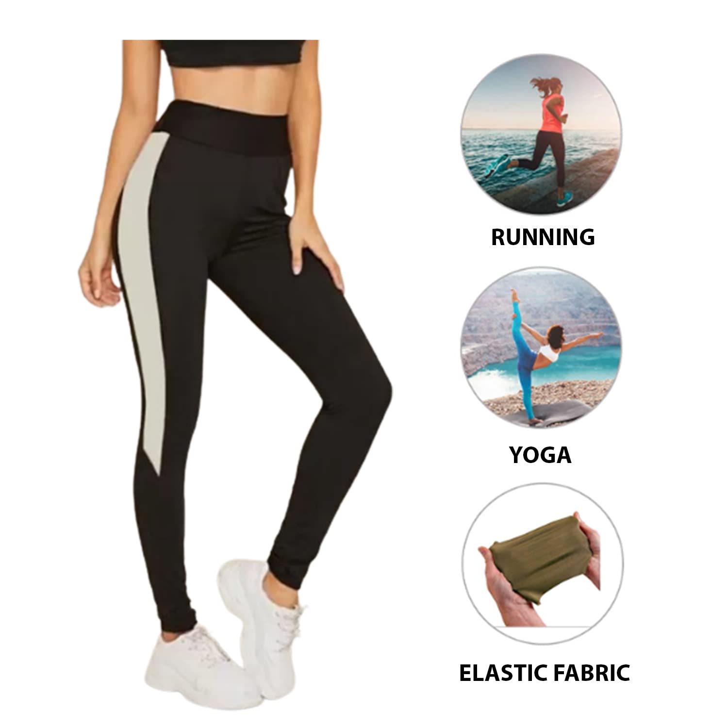 Accustyle Women's Regular Sports Fitness Yoga Gym Wear Track Pant (Black & White , Black & Grey)