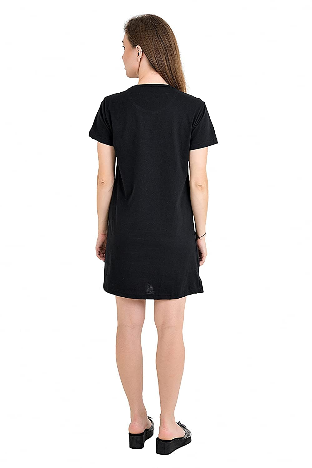 Accustyle Women Cotton Printed Casual Short Nighty Knee Length
