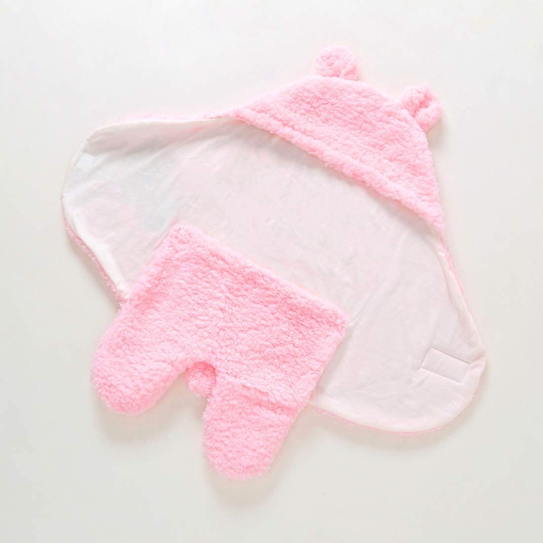 AWEJOY Hooded Baby Blanket Wrapper | Towel for Baby Boy and Girl | All Season Soft Swaddle | 0-6 Months | Nursing Baby Gifts | Infant Sleeping Bag (Pink)