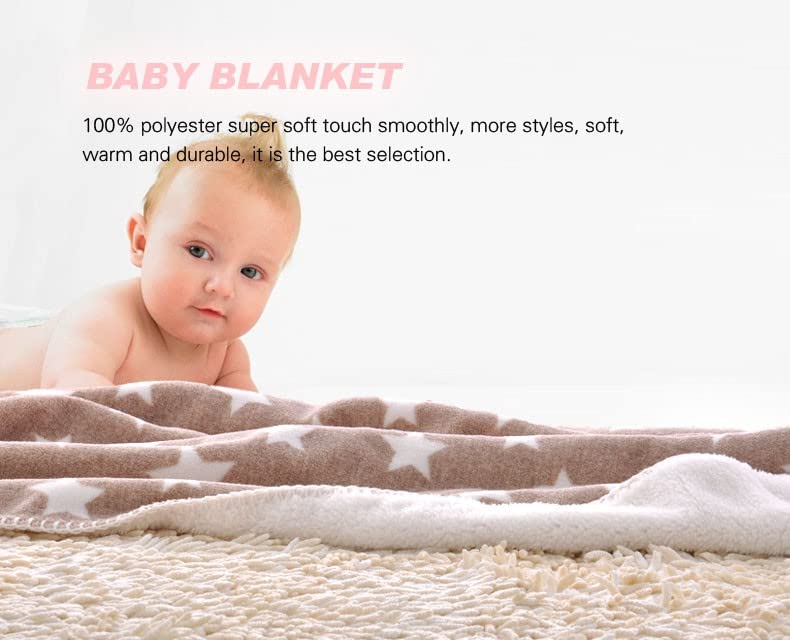 AWEJOY New Born All Season Ultra Soft Baby Blanket for Babies | Baby Wrapper Cum Baby Bedding Set (Brown Star)