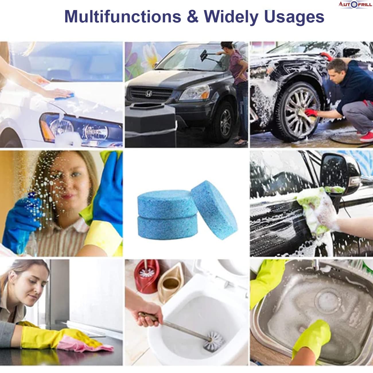 AUTOFRILL Car Accessories Car Glass Cleaner Detergent Effervescent Tablets, Car Windshield Cleaner Wiper, Car Cleaning Kit, Cleaning Tablets, Car Interior Cleaner Dashboard