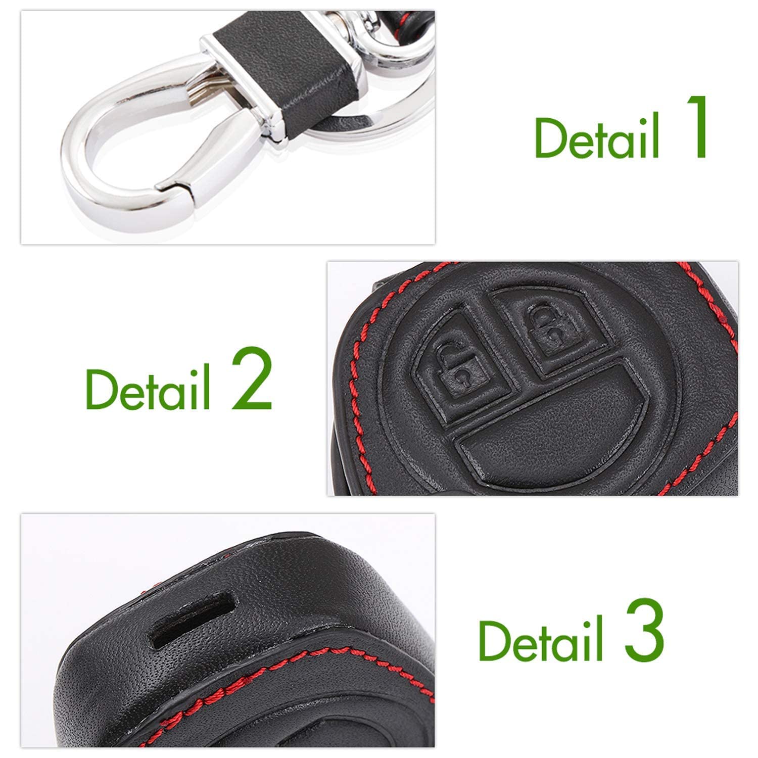 Keycase Car Key Cover (Black & Red) for Maruti Suzuki Swift/Baleno/WagonR/Celerio/Swift Dzire/Breza/Ciaz/Scross Key Cover
