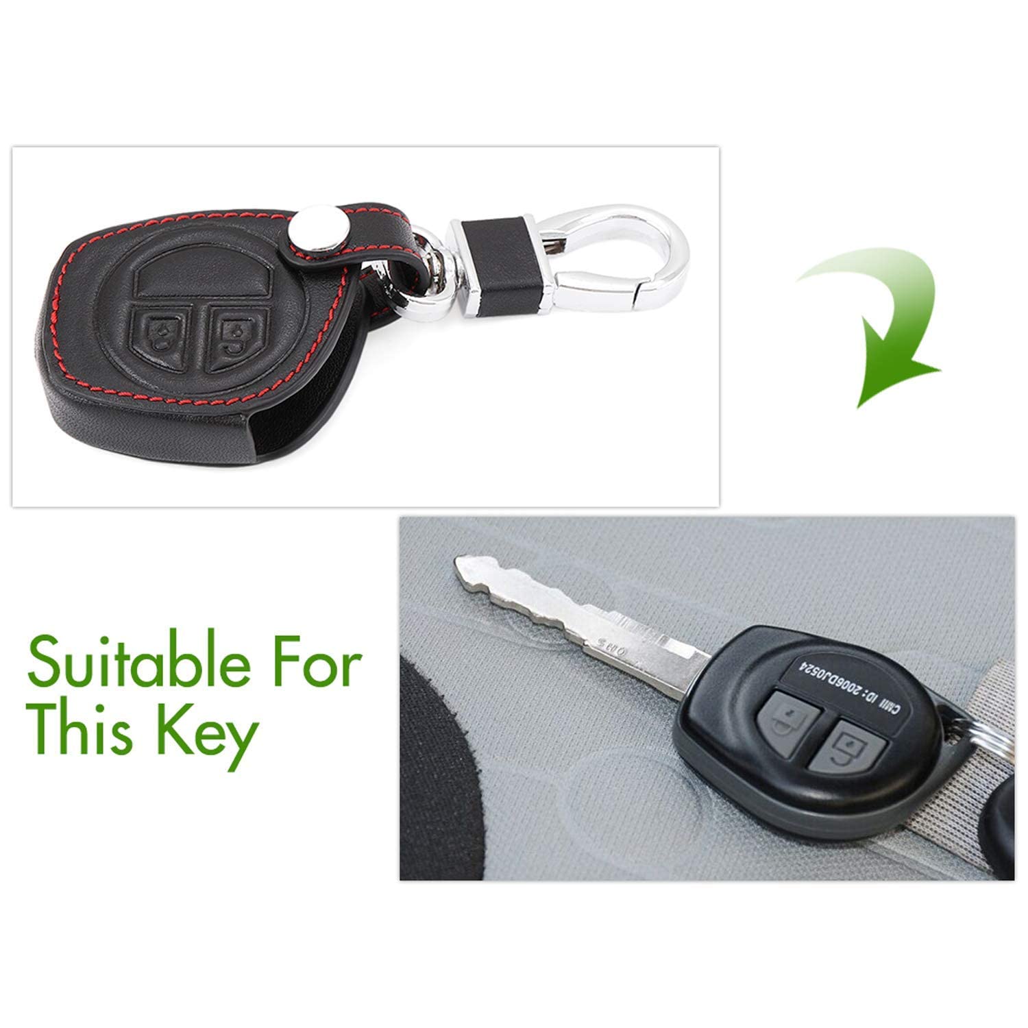 Keycase Car Key Cover (Black & Red) for Maruti Suzuki Swift/Baleno/WagonR/Celerio/Swift Dzire/Breza/Ciaz/Scross Key Cover