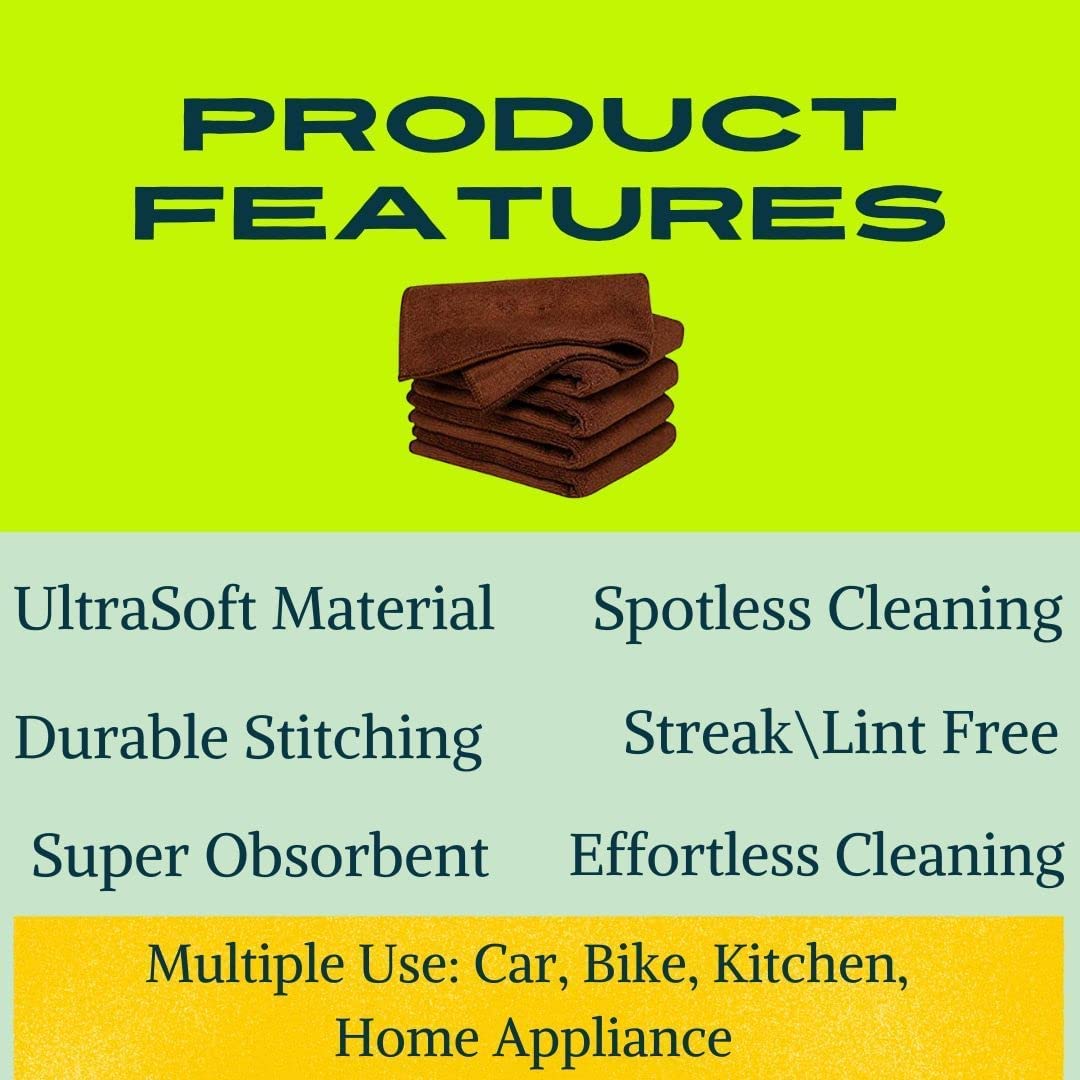 AUTOFRILL Microfiber Cloth for Car | 40x40 cm | 650 GSM | Multipurpose Cloths Kitchen Cleaning Cloth Automotive Microfibre Towels for Bike Car Cleaning Cloth Polishing Washing Detailing