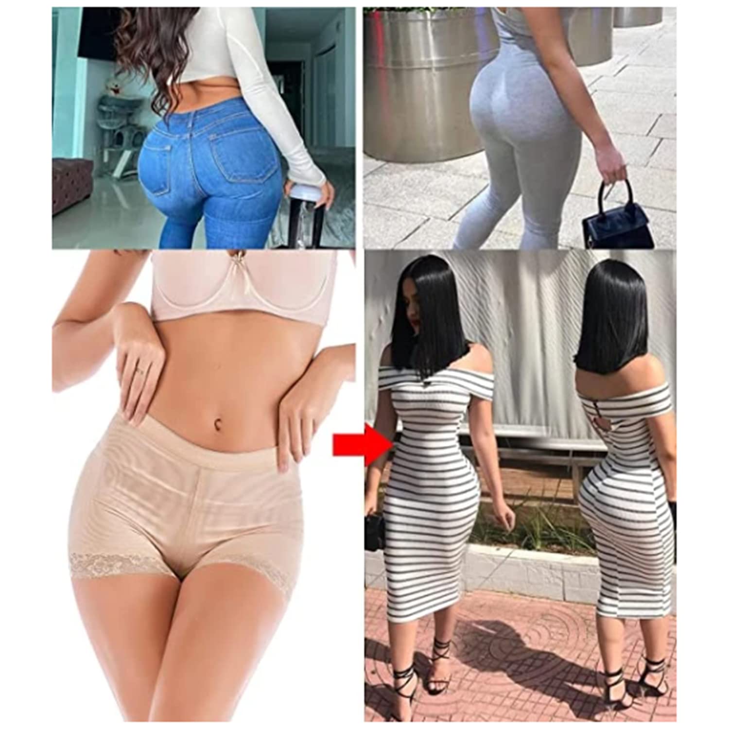 DALUCI Women's Polyester Panties Butt Lifter Body Panty Sexy Woman Fake as Shapewear Underwear (S,L,XL)