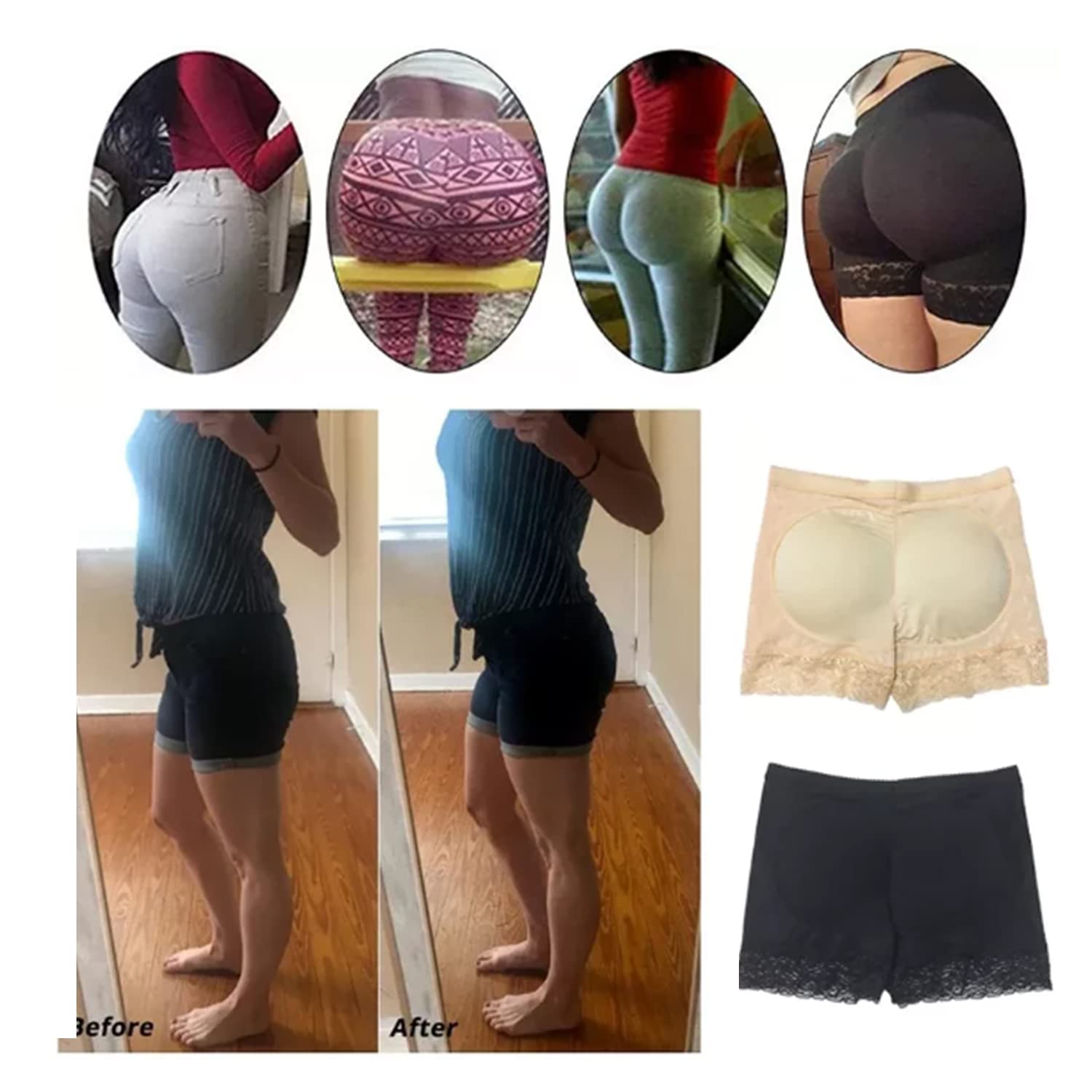 DALUCI Women's Polyester Panties Butt Lifter Body Panty Sexy Woman Fake as Shapewear Underwear (S,L,XL)