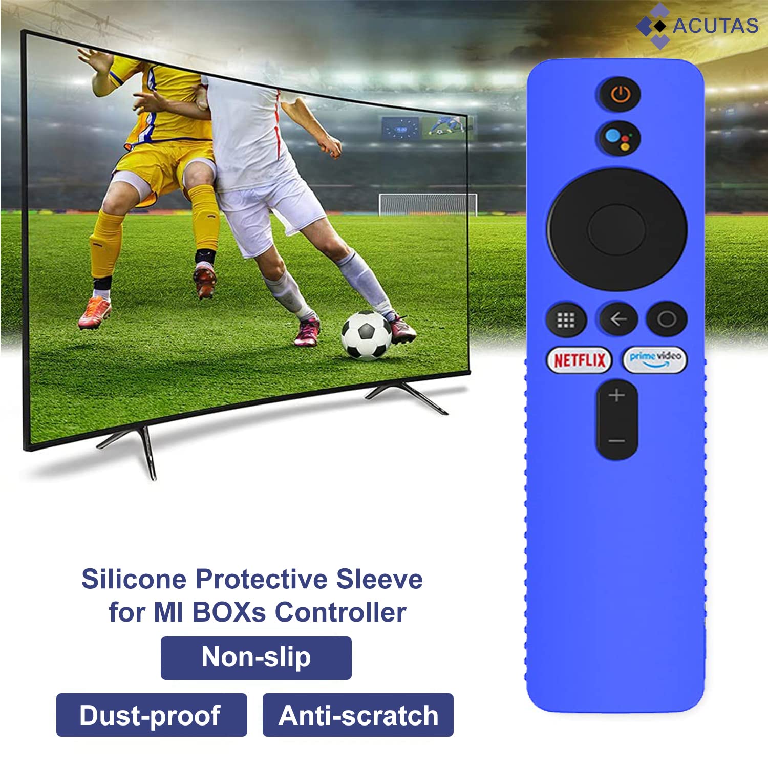 ACUTAS Silicone Remote Cover for Mi TV Stick/MI Box S / 3S Compatible with MI 4X / 4A Smart LED TV (Only Netflix & Prime Video/Live Button) Remote Controller