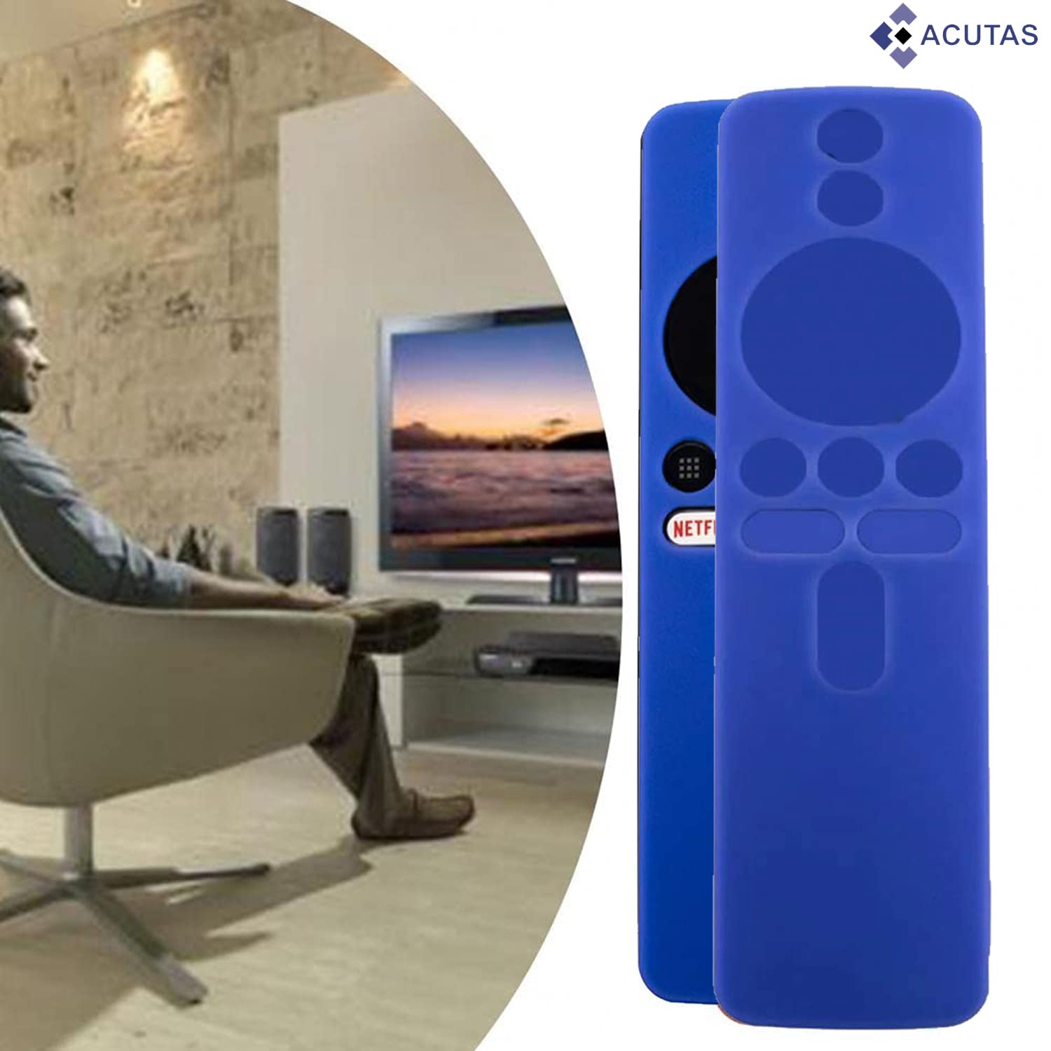 ACUTAS Silicone Remote Cover for Mi TV Stick/MI Box S / 3S Compatible with MI 4X / 4A Smart LED TV (Only Netflix & Prime Video/Live Button) Remote Controller