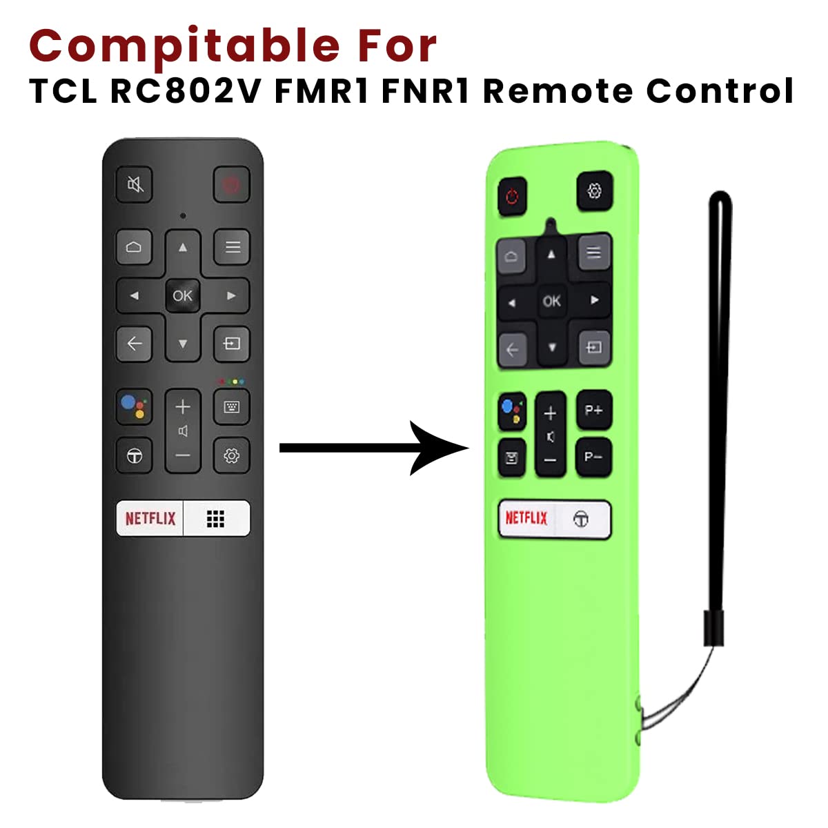 ETUZI Silicone Remote Cover for TCL FMR1 | FNR1 | RC802V Remote Cover/Iffalcon Smart HD 4K LED TV with Netflix Function Remote Case