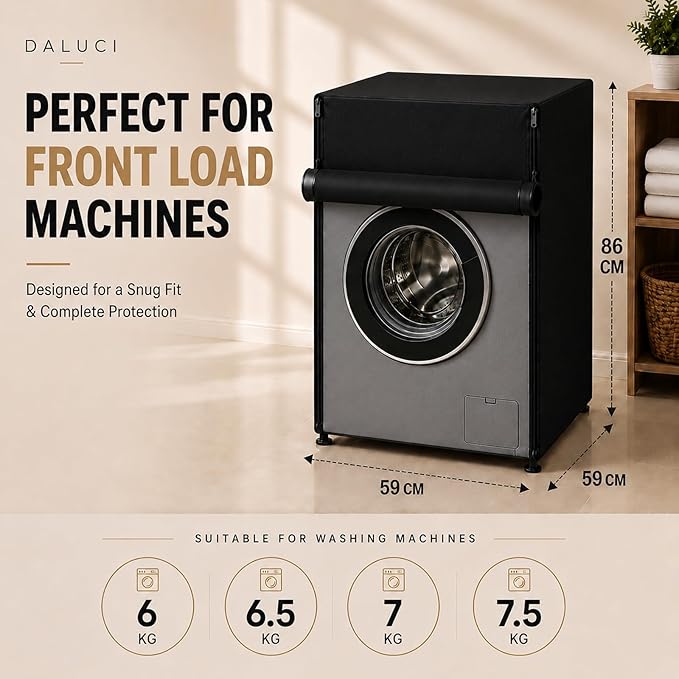 Washing Machine Cover Front Load for 6 Kg, 6.5 Kg, 7 Kg & 7.5 Kg Fully Automatic Machines.