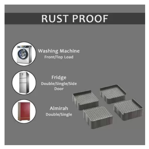 DALUCI Washing Machine Stand, Refrigerator Stand, Height Extender Bed Stands for Legs (Pack of 4) (Black)