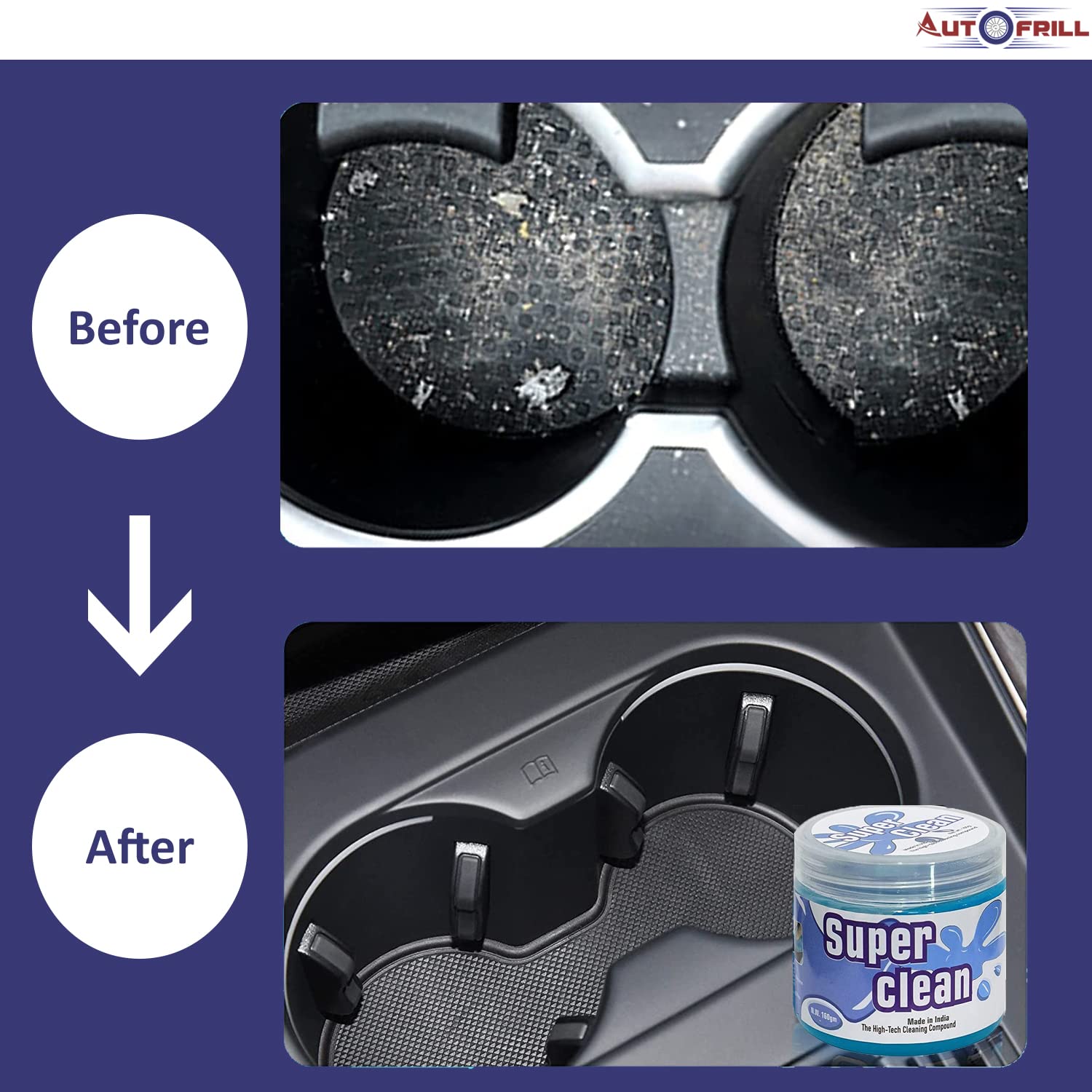 AUTOFRILL High-Tech Cleaning Compound Gel for Car Interior Dust Cleaner for Keyboard Computer Laptop Home & Office Window Grill Electronics Cleaning Gel (Blue - 160 gm) (Pack of 2)