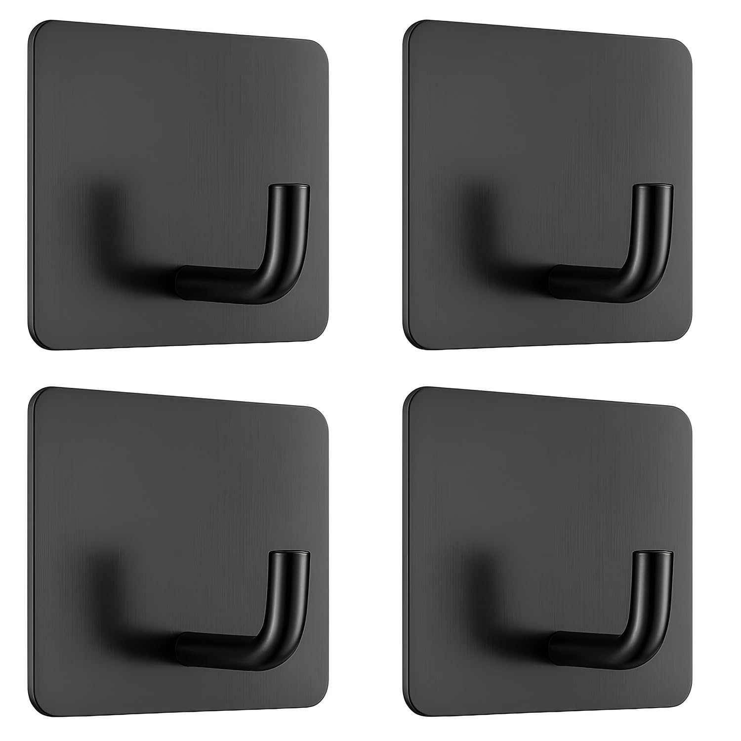Self Adhesive Hooks for Wall Heavy Items – Metal Wall Hooks for Hanging Clothes, Towels & Keys – Waterproof No Drill Sticky Wall Hanger Hook for Bathroom & Kitchen (J Hook-Black)
