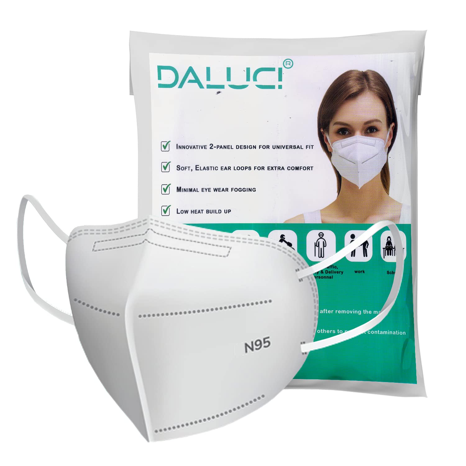 DALUCI N95 FFP2 5-Layer Fabric Face Mask Anti - Pollution , Anti - Virus Breathable 100% CERTIFIED Face Mask 5 Layer N95 Mask for Men & Women Washable (Pack of 10)