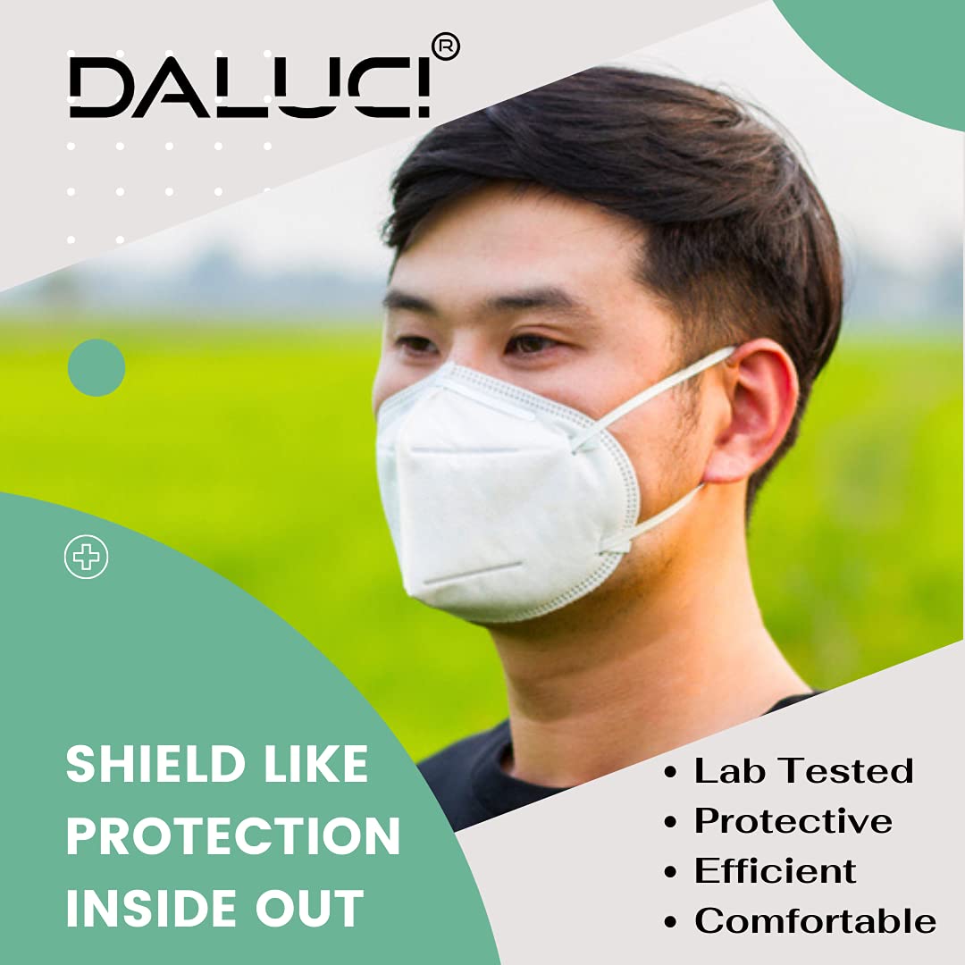 DALUCI N95 FFP2 5-Layer Fabric Face Mask Anti - Pollution , Anti - Virus Breathable 100% CERTIFIED Face Mask 5 Layer N95 Mask for Men & Women Washable (Pack of 10)
