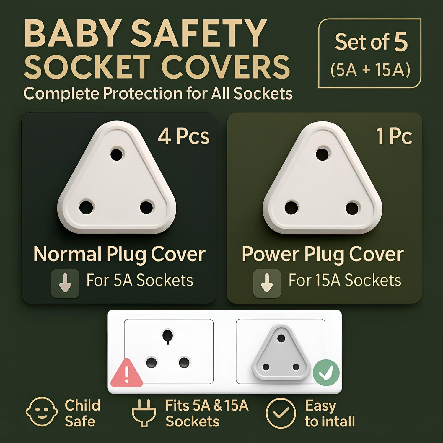 Baby Proofing Socket Plug Covers & Switch Board Cover for Kids Safety | Electric Socket Protector & Dummy Plug Guards