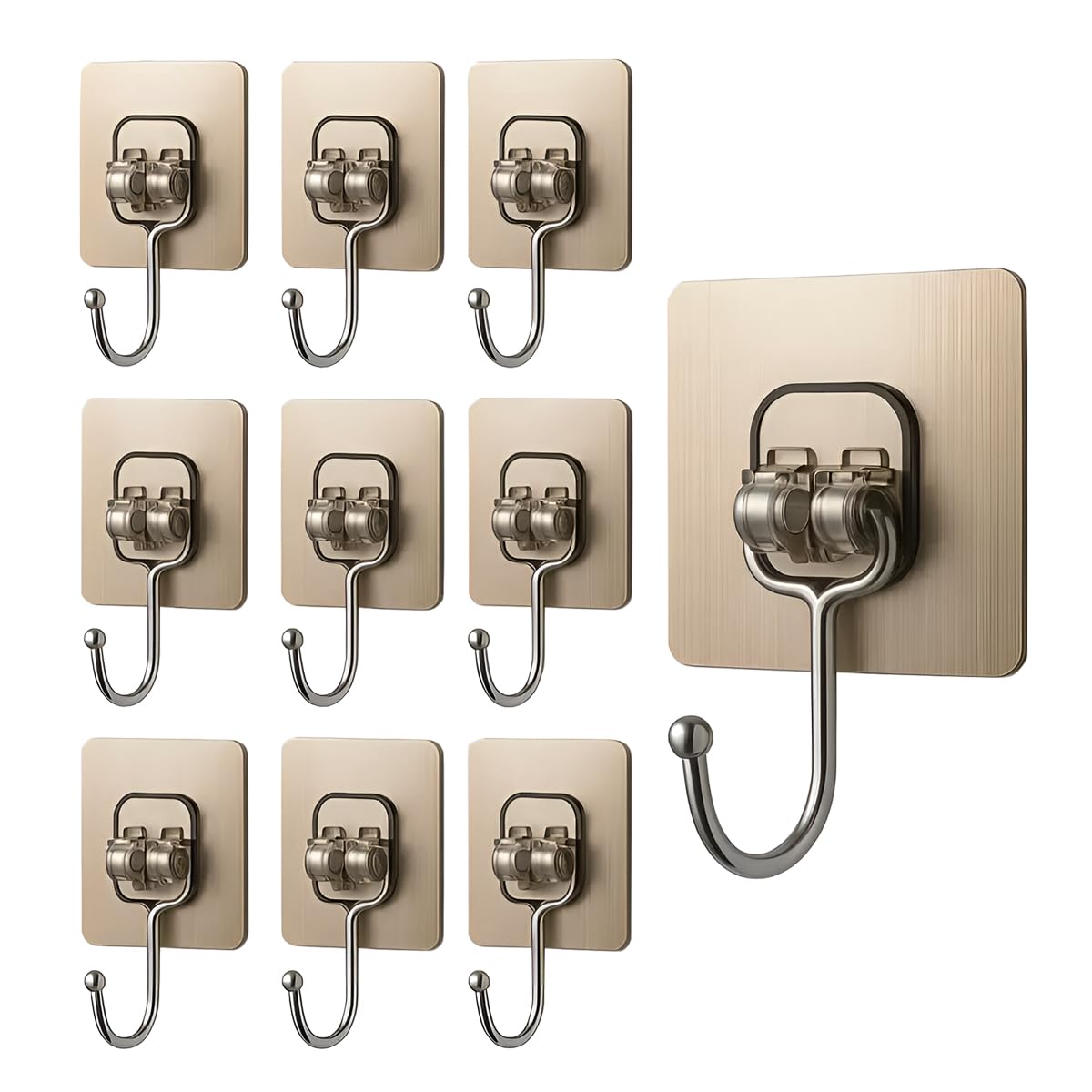 Large Adhesive Wall Hook – Heavy Duty Wall Hanger Hooks for Hanging Without Drill | Waterproof, Rustproof Wall Stick Hooks for Kitchen, Bathroom, Home & Office Use (Big Hook Golden)