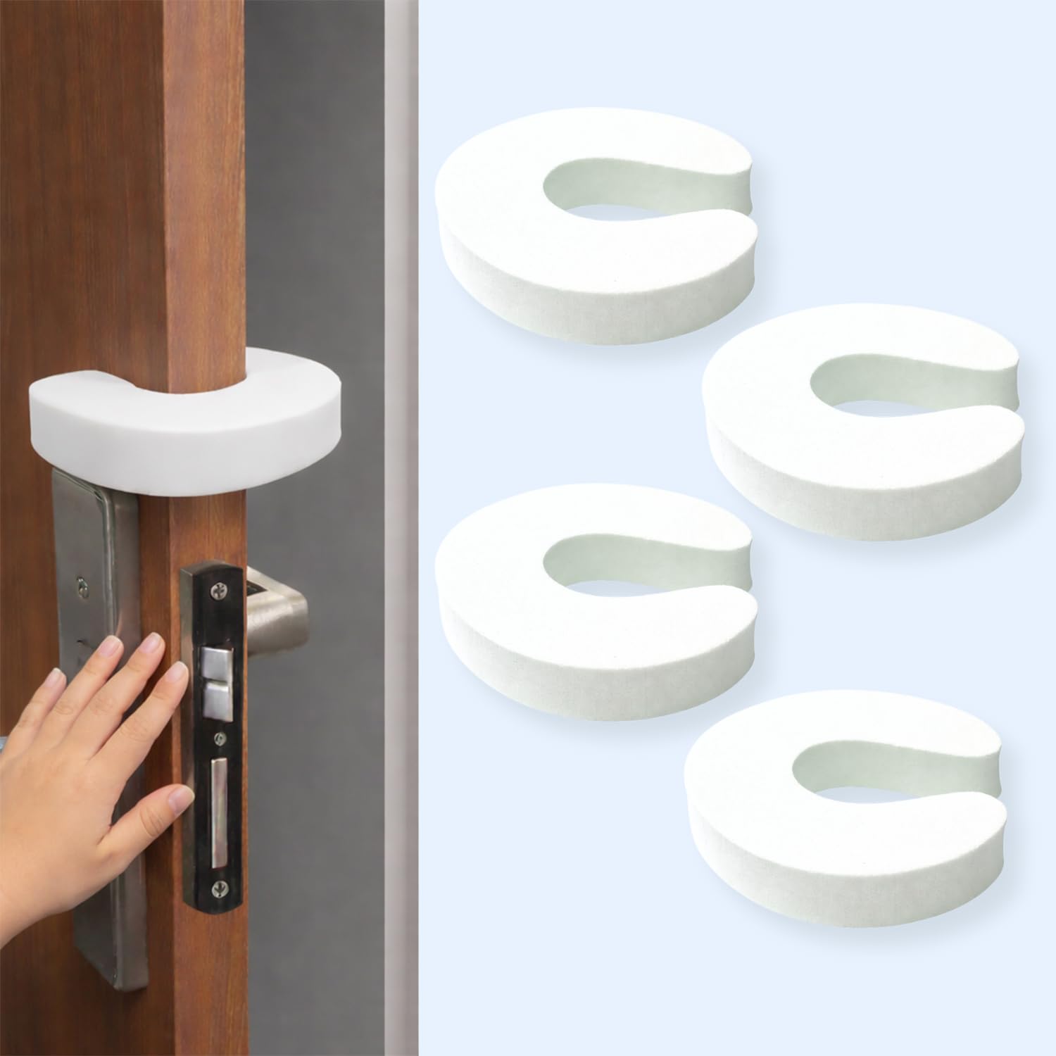 Baby Safety Door Stopper Guard (Pack of 4)| Soft Foam Door Jammer for Home | Prevents Finger Injuries & Door Slamming | Baby Proofing Door Guard for Kids & Pets