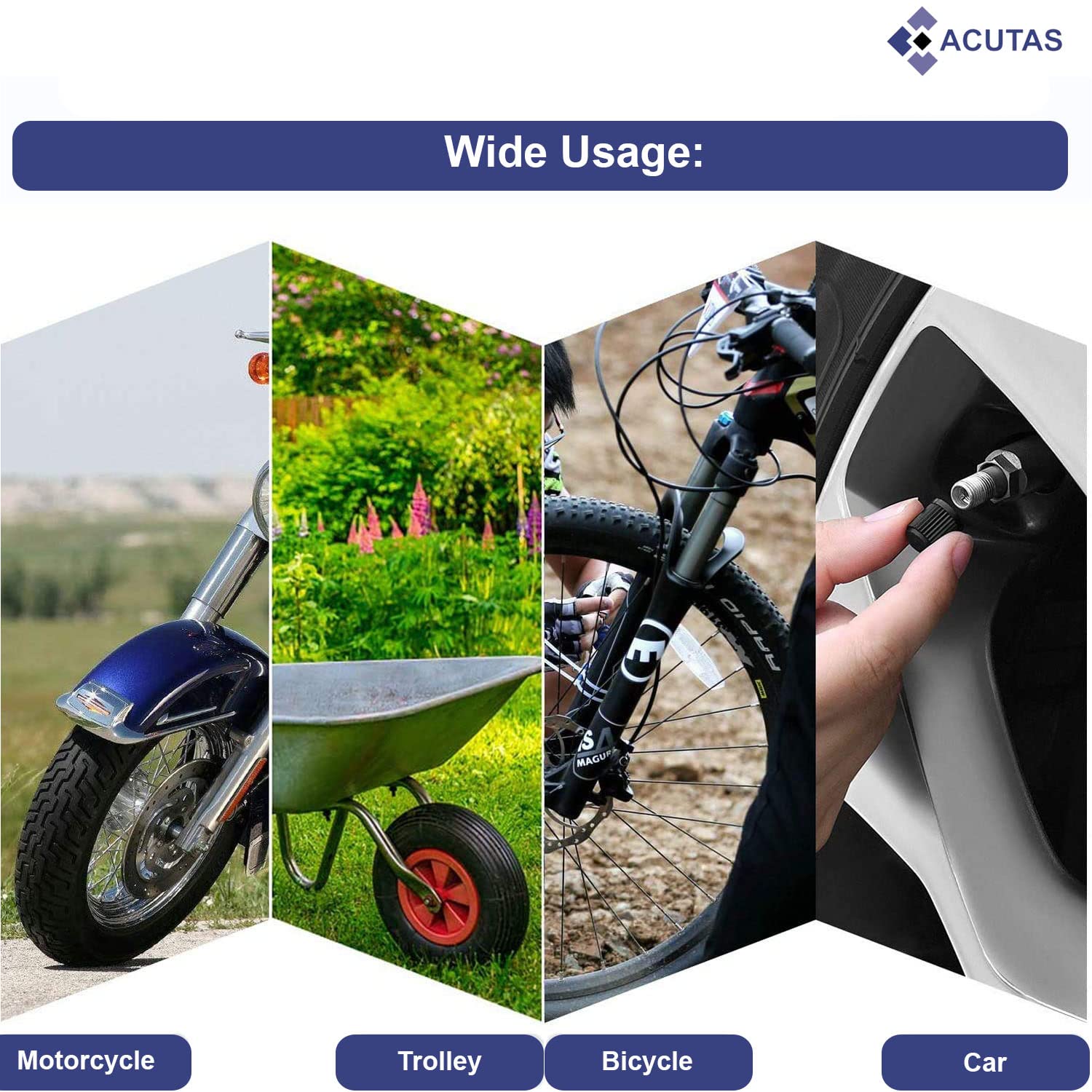ACUTAS 100 Pcs Car Wheel Universal Tire Stem Covers for Cars, SUVs, Bike and Bicycle, Trucks, Motorcycles Heavy-Duty Valve Cap Stem Air Valve Caps (Black, Pack Of 100)