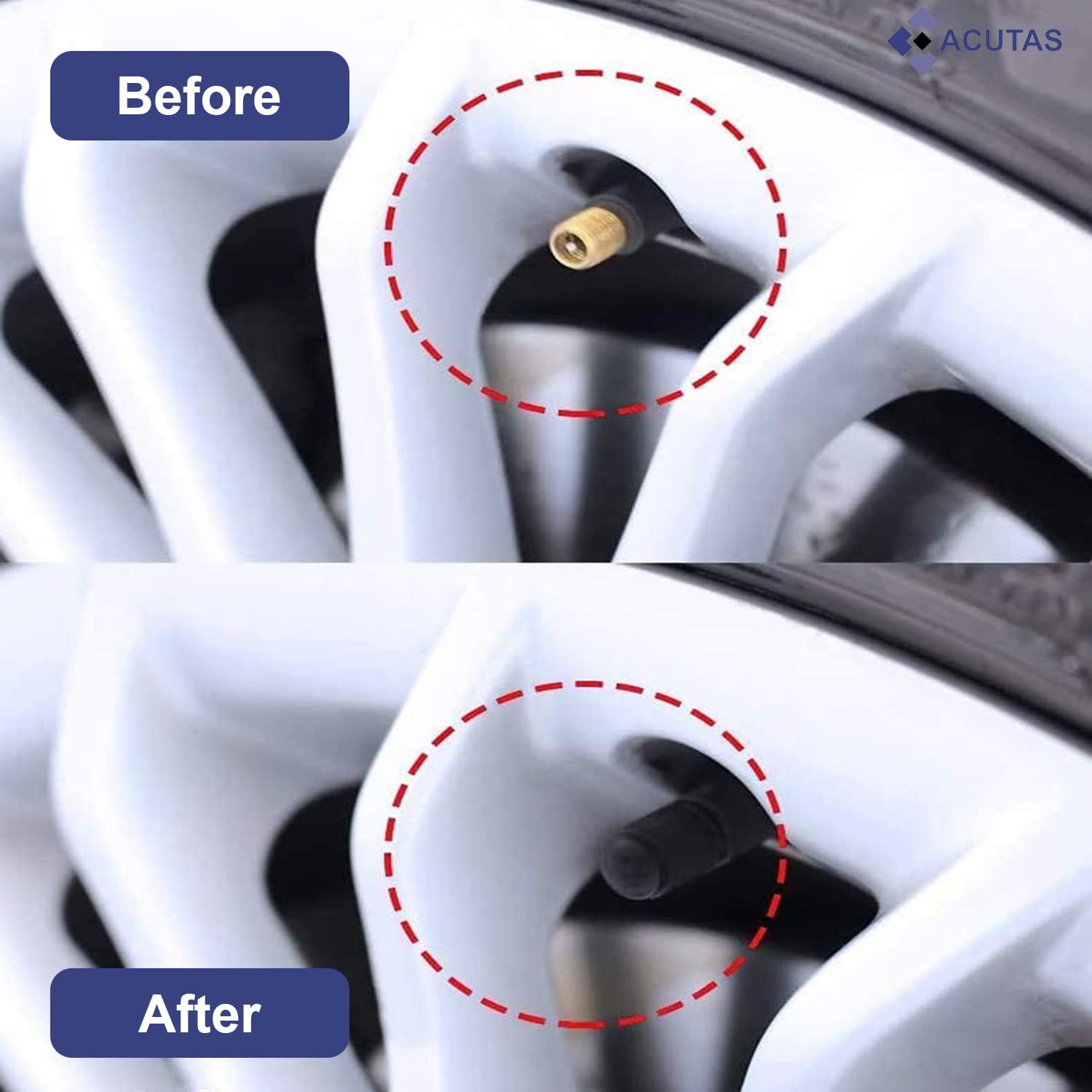 ACUTAS 100 Pcs Car Wheel Universal Tire Stem Covers for Cars, SUVs, Bike and Bicycle, Trucks, Motorcycles Heavy-Duty Valve Cap Stem Air Valve Caps (Black, Pack Of 100)