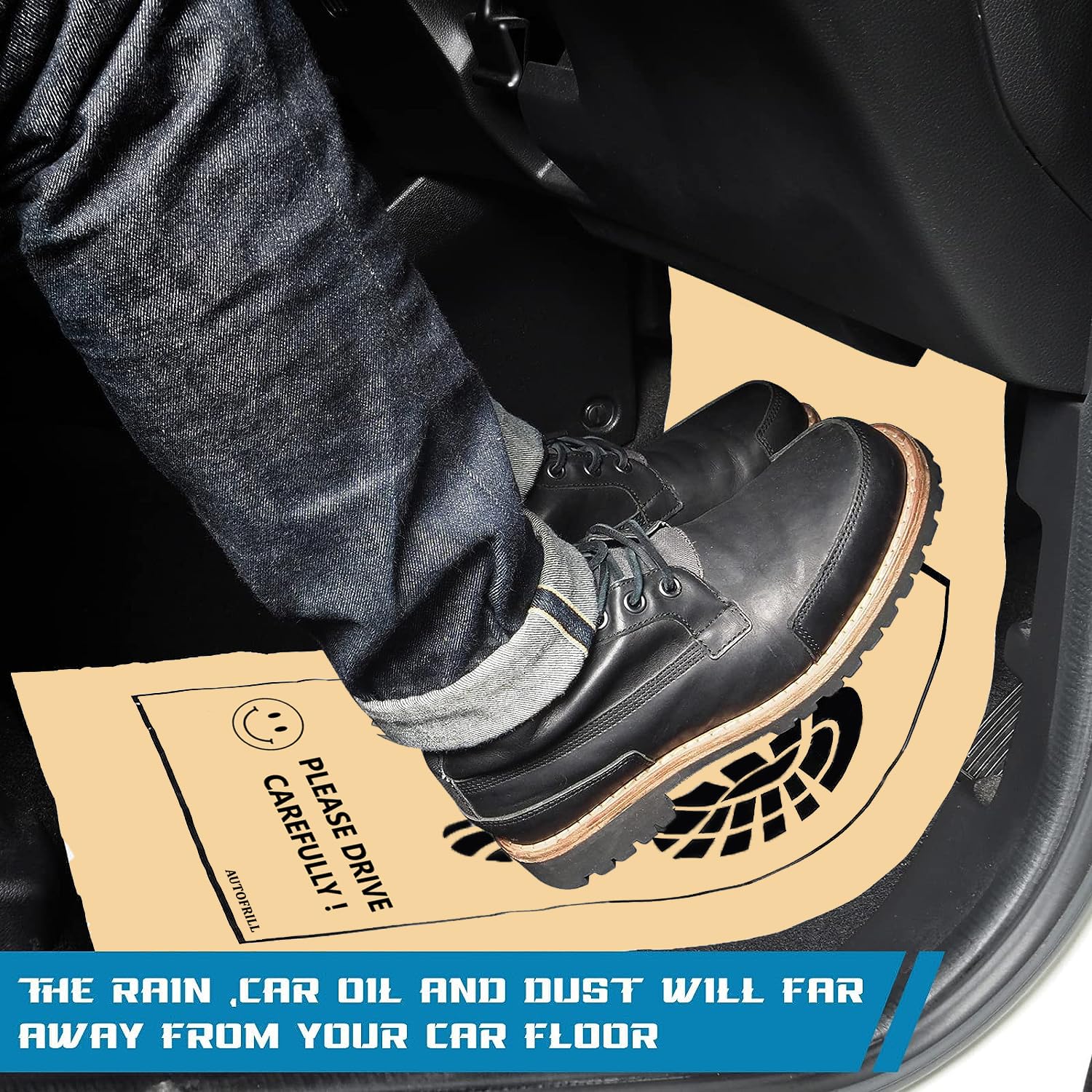 AUTOFRILL 100 Pcs Paper Disposable Universal Car Floor Mat Car Foot Paper Sheets Car Foot Mats Paper Mats for All Cars, Trucks, SUV (Size 49 * 38 CM) (Pack of 100)