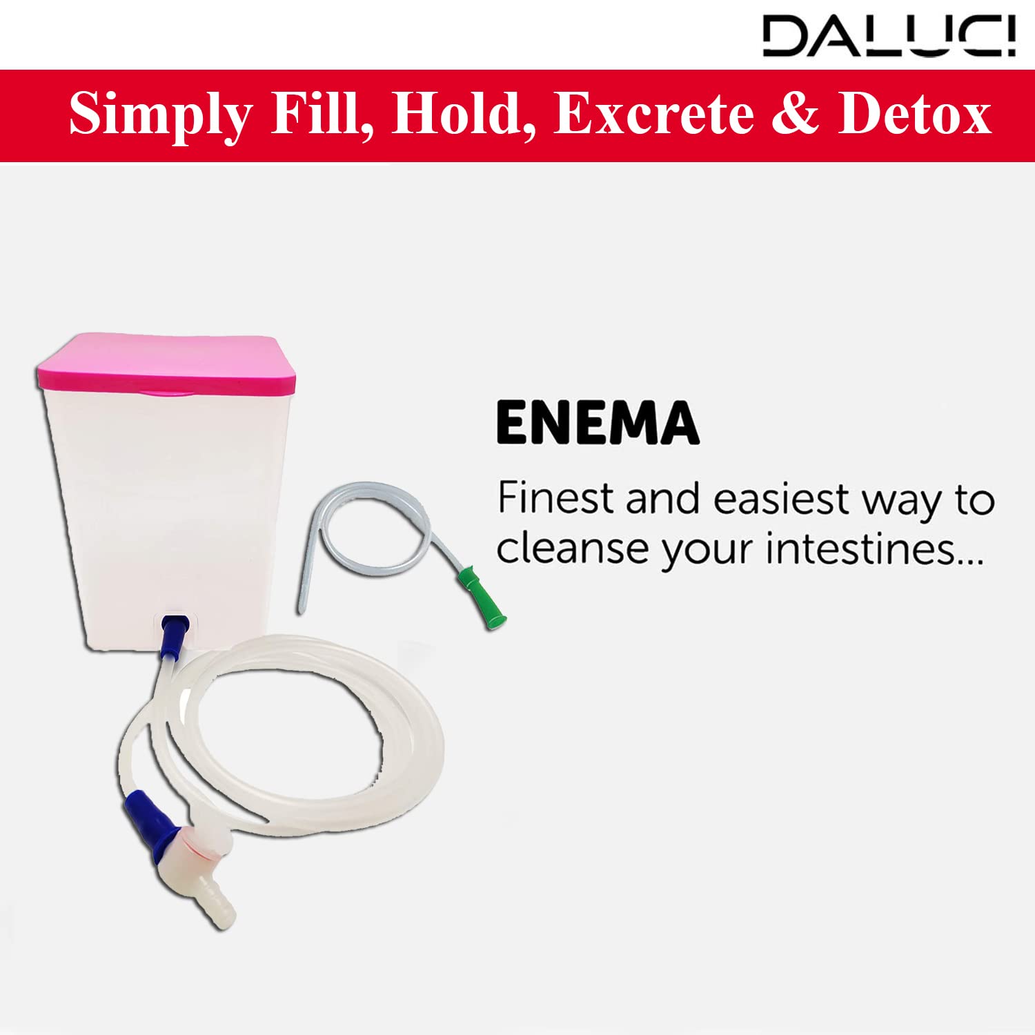 DALUCI? PVC Enema Kit for Home Use with instruction | 1500 ml Square Pot Pack Of 1 | Easily Use for men and women | Reusable & washable |