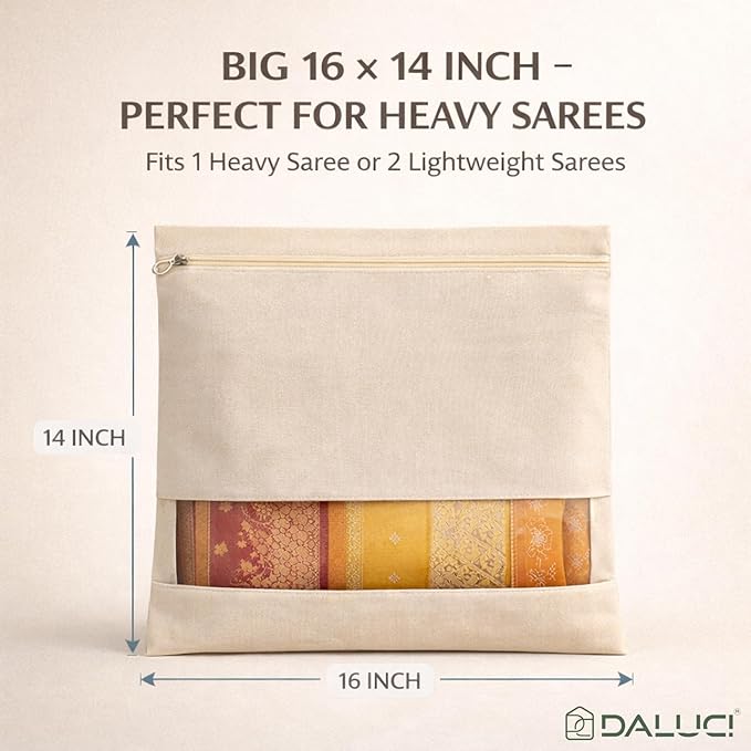 Cotton Saree Covers for Storage Big Size 16×14 Inch.