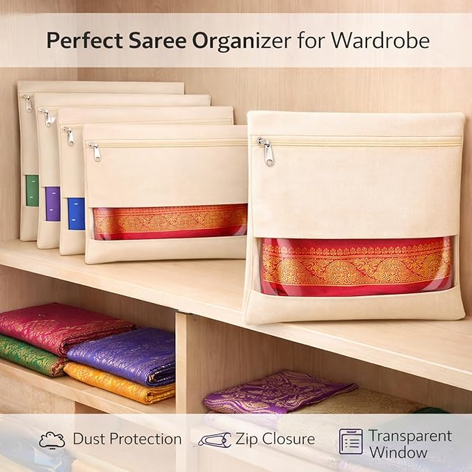 Cotton Saree Covers for Storage Big Size 16×14 Inch.