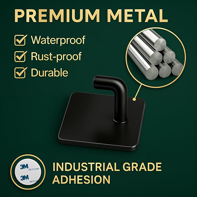 Metal Square J Hook Black, Heavy Duty & Premium Quality.