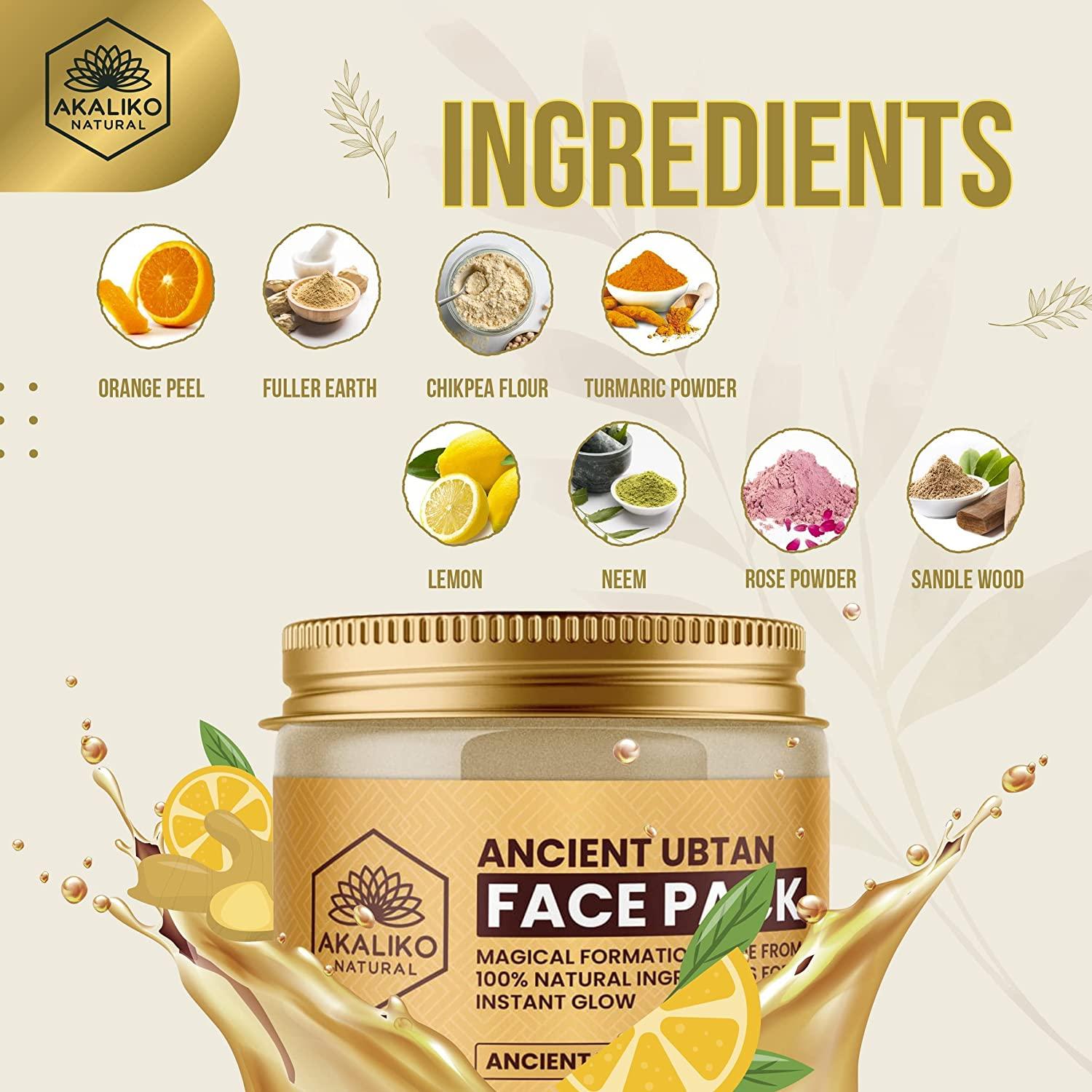 AKALIKO NATURAL Ancient Ubtan Face Pack for Glowing Skin, Pigmentation & Brightening