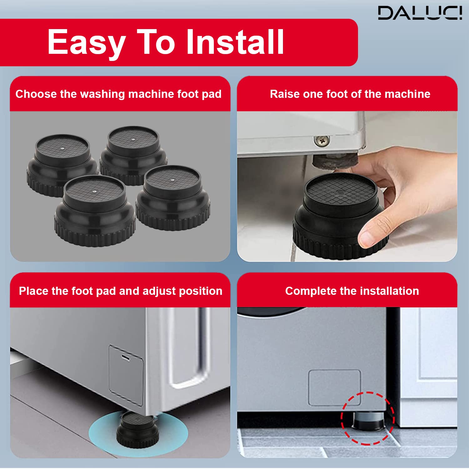 DALUCI Multi-Purpose 4-Piece Round Plastic Legs Refrigerator Stand for Single Door and Double Door