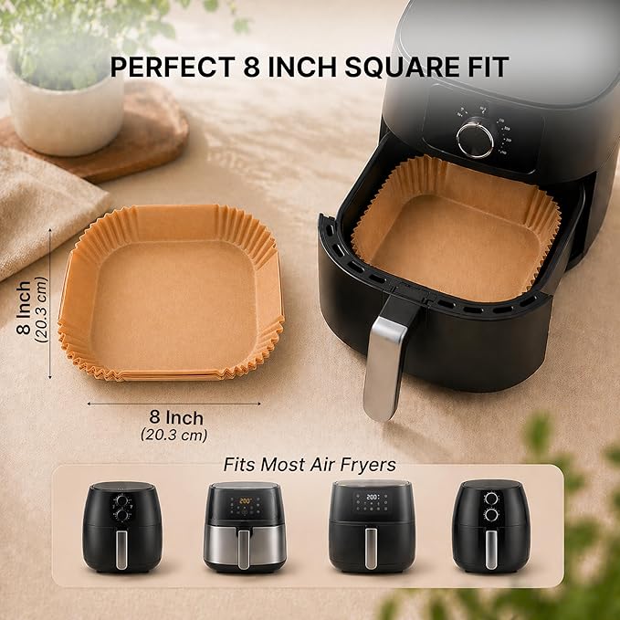 Air Fryer Paper Liners 100 PCS Disposable Air Fryer Liners Parchment Paper Sheets.