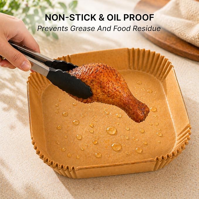 Air Fryer Paper Liners 100 PCS Disposable Air Fryer Liners Parchment Paper Sheets.