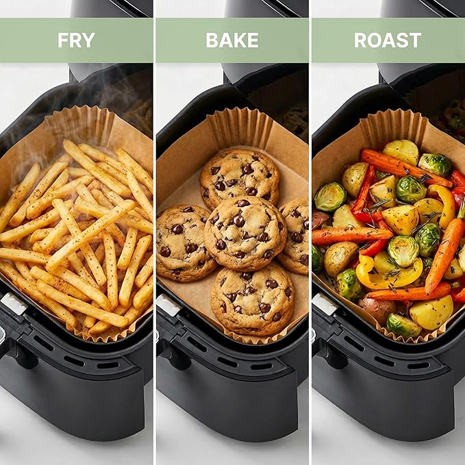 Air Fryer Paper Liners 100 PCS Disposable Air Fryer Liners Parchment Paper Sheets.