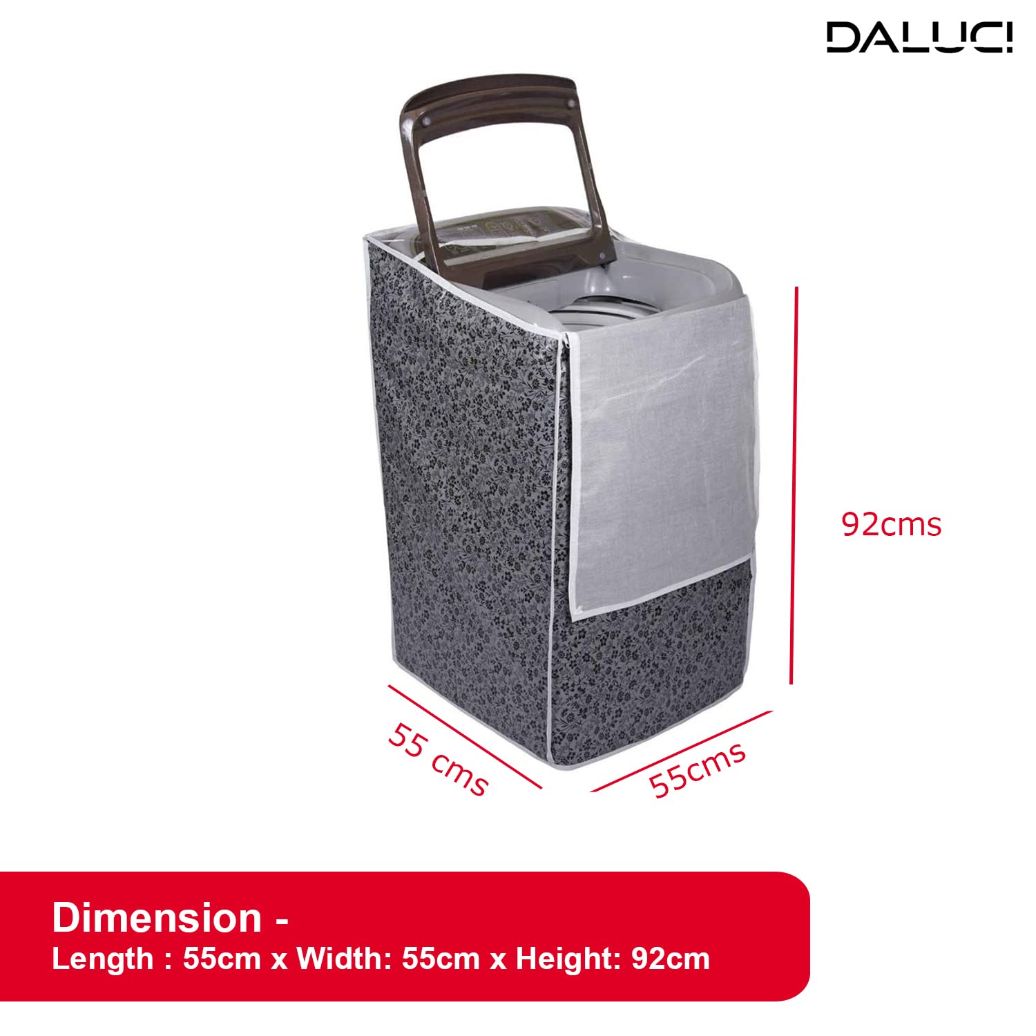 DALUCI Top Load Washing Machine Cover Suitable for Samsung Back Panel 6.2 Kg | 6.5 Kg | 7.0 Kg | 7.5 Kg ONLY (Black & Grey, 55Cms x 55Cms x 92Cms)