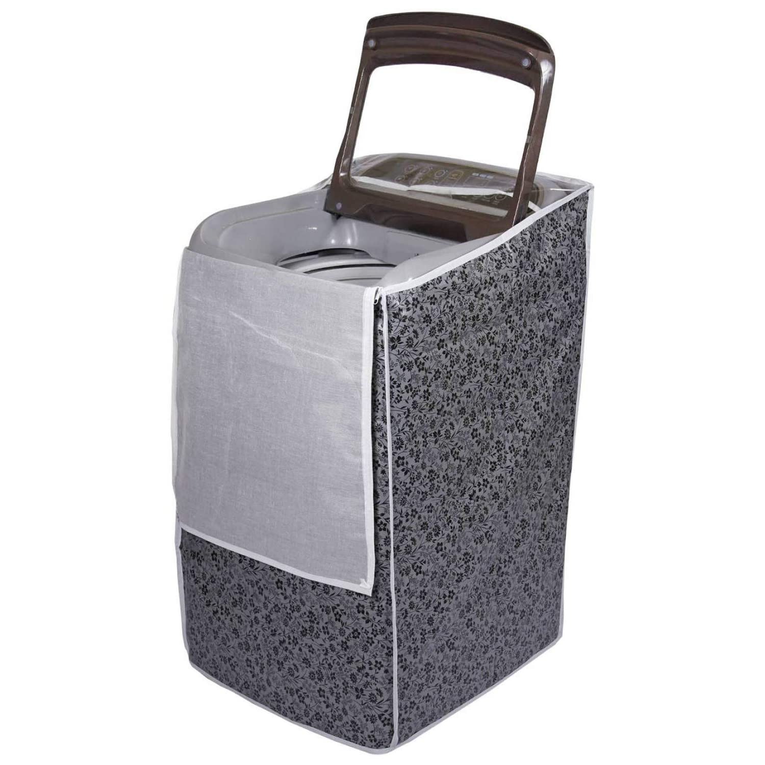 DALUCI Top Load Washing Machine Cover Suitable for Samsung Back Panel 6.2 Kg | 6.5 Kg | 7.0 Kg | 7.5 Kg ONLY (Black & Grey, 55Cms x 55Cms x 92Cms)