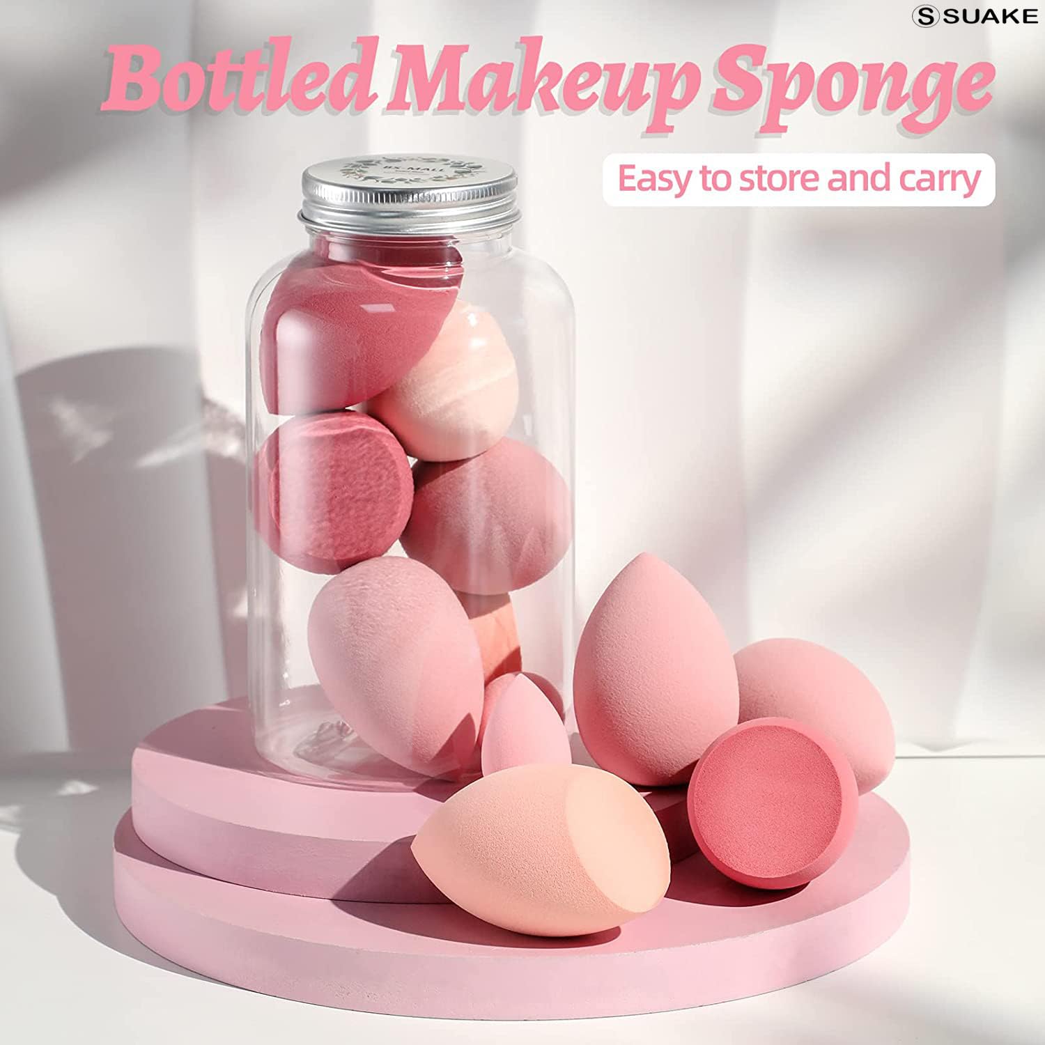 SUAKE 7in1 Professional Beauty Blender Set for Face Makeup | Makeup Sponges Set is suitable with Liquid & Creams | Sponge makeup is for all Skin Types & it is Soft Latex-Free Reusable & washable (Multicolor 4 Big + 3 Mini=7 Pcs)