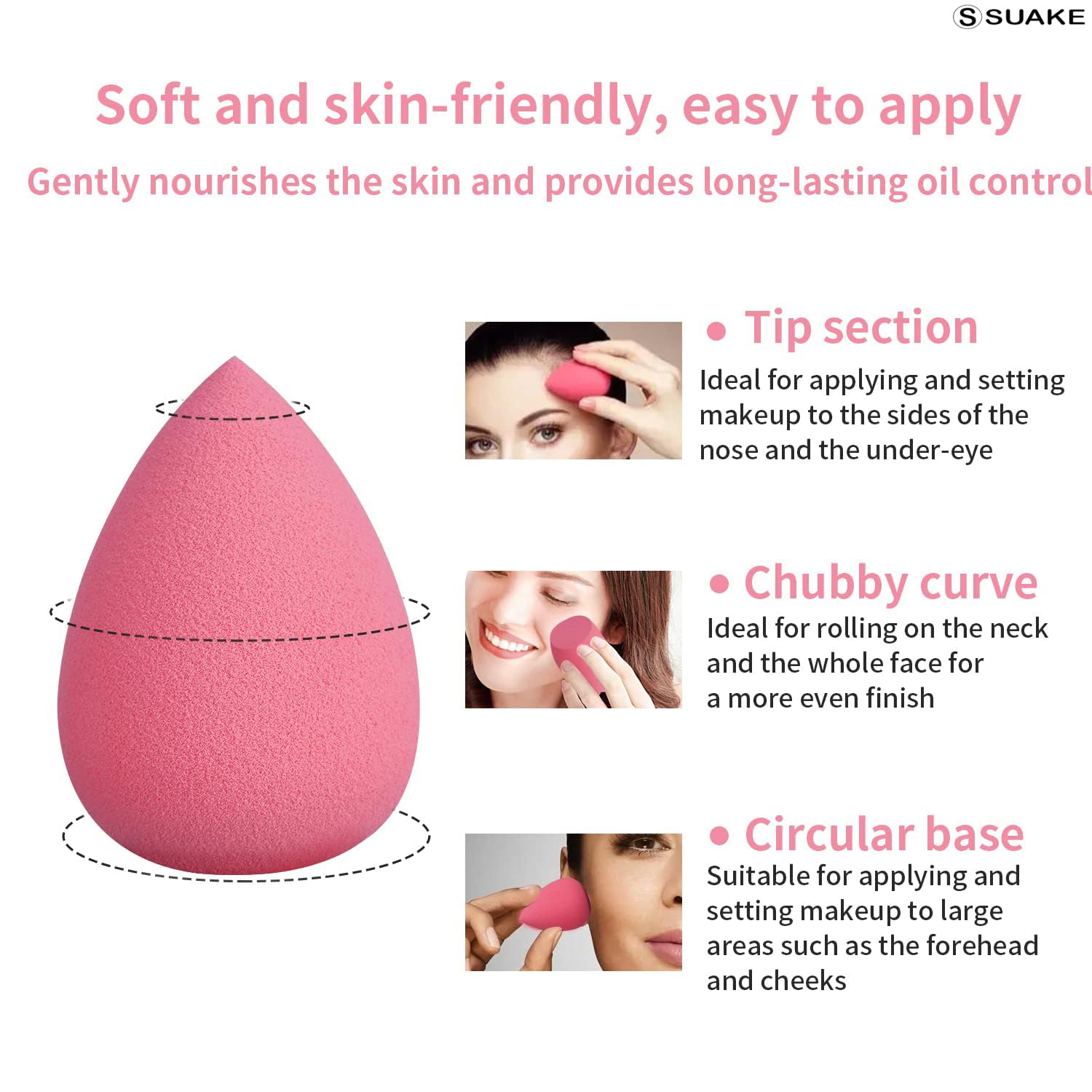 SUAKE 7in1 Professional Beauty Blender Set for Face Makeup | Makeup Sponges Set is suitable with Liquid & Creams | Sponge makeup is for all Skin Types & it is Soft Latex-Free Reusable & washable (Multicolor 4 Big + 3 Mini=7 Pcs)