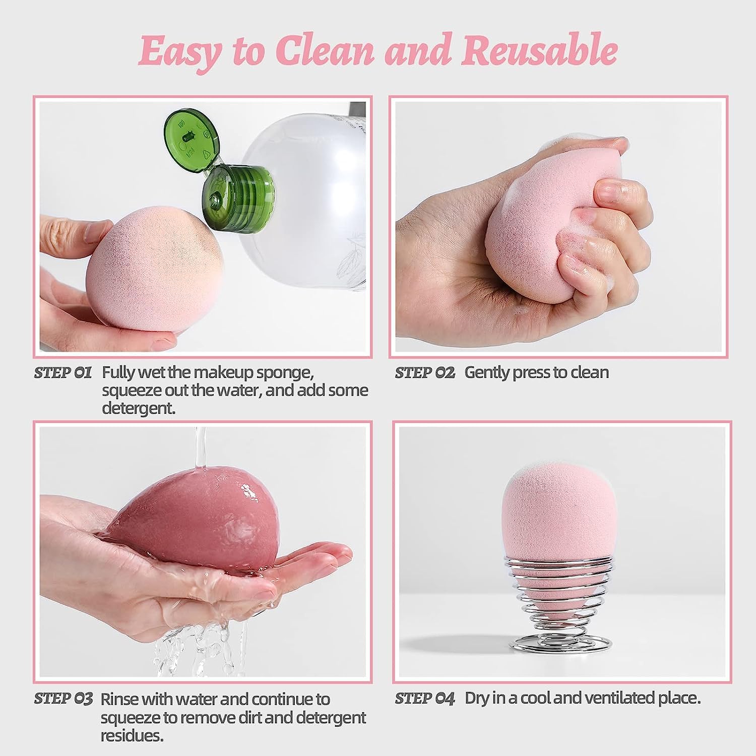 SUAKE 7in1 Professional Beauty Blender Set for Face Makeup | Makeup Sponges Set is suitable with Liquid & Creams | Sponge makeup is for all Skin Types & it is Soft Latex-Free Reusable & washable (Multicolor 4 Big + 3 Mini=7 Pcs)
