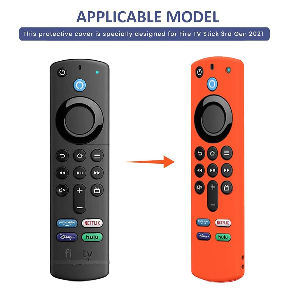 ACUTAS Silicone Remote Cover Compatible for Fire TV Stick (3rd Gen, 2021) with all-new Alexa Voice Remote Case (Orange, Fire TV 3rd Gen 2021) only Remote cover