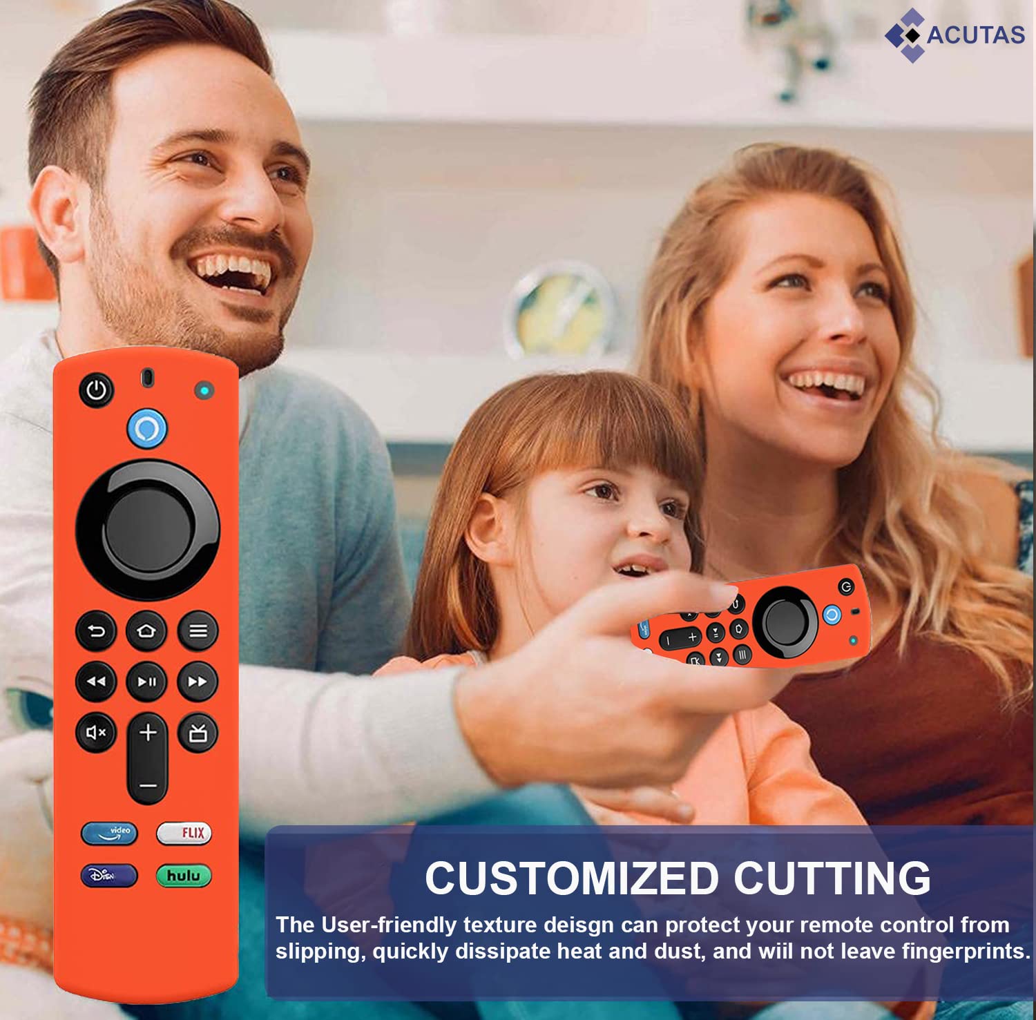 ACUTAS Silicone Remote Cover Compatible for Fire TV Stick (3rd Gen, 2021) with all-new Alexa Voice Remote Case (Orange, Fire TV 3rd Gen 2021) only Remote cover